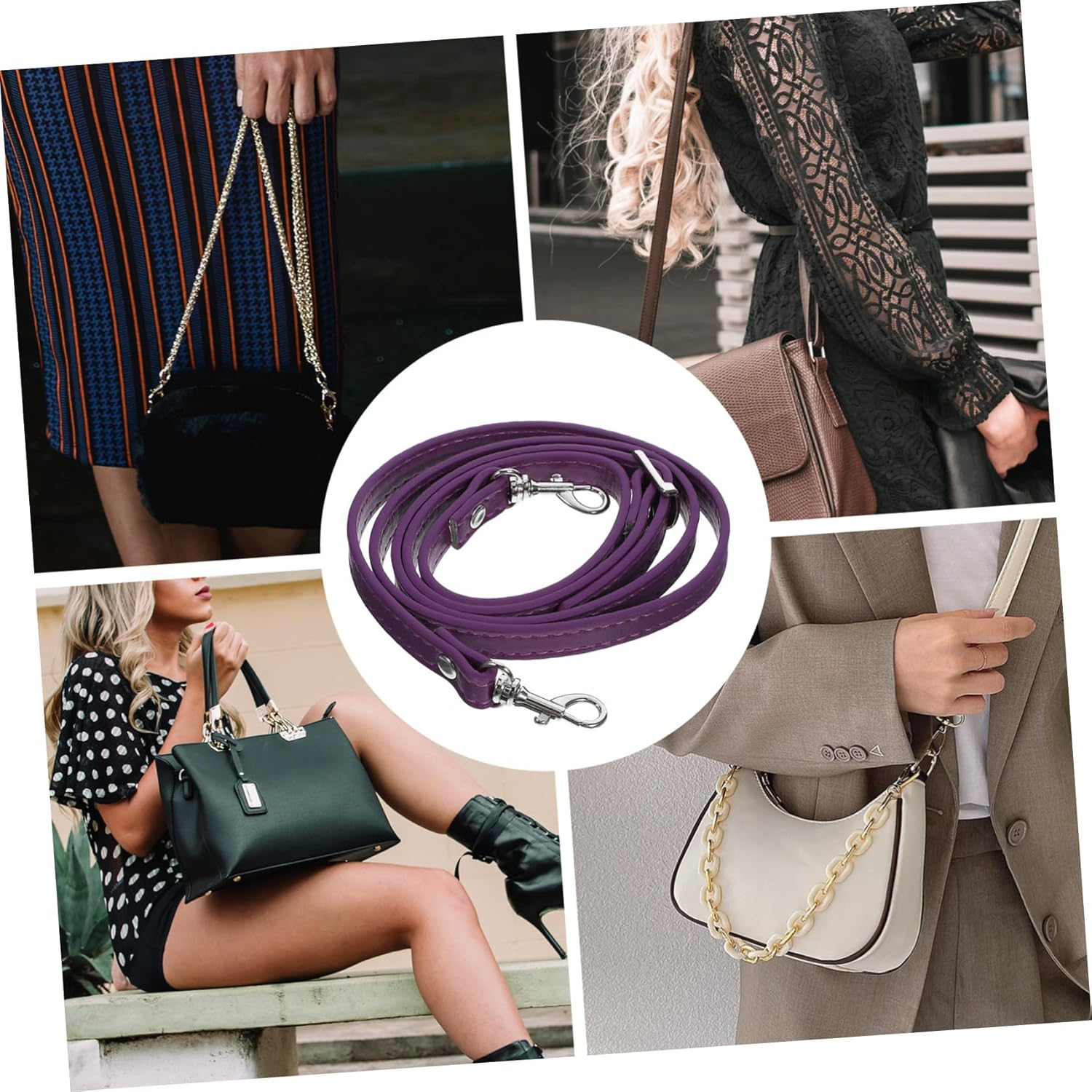 OHPHCALL 3Pcs Adjustable Bag Strap Handbag Belt Shoulder Bag Handle Leather Replacement Tote Accessories Pu Synthetic Leather DIY Crossbody Pouch Belt image number 5