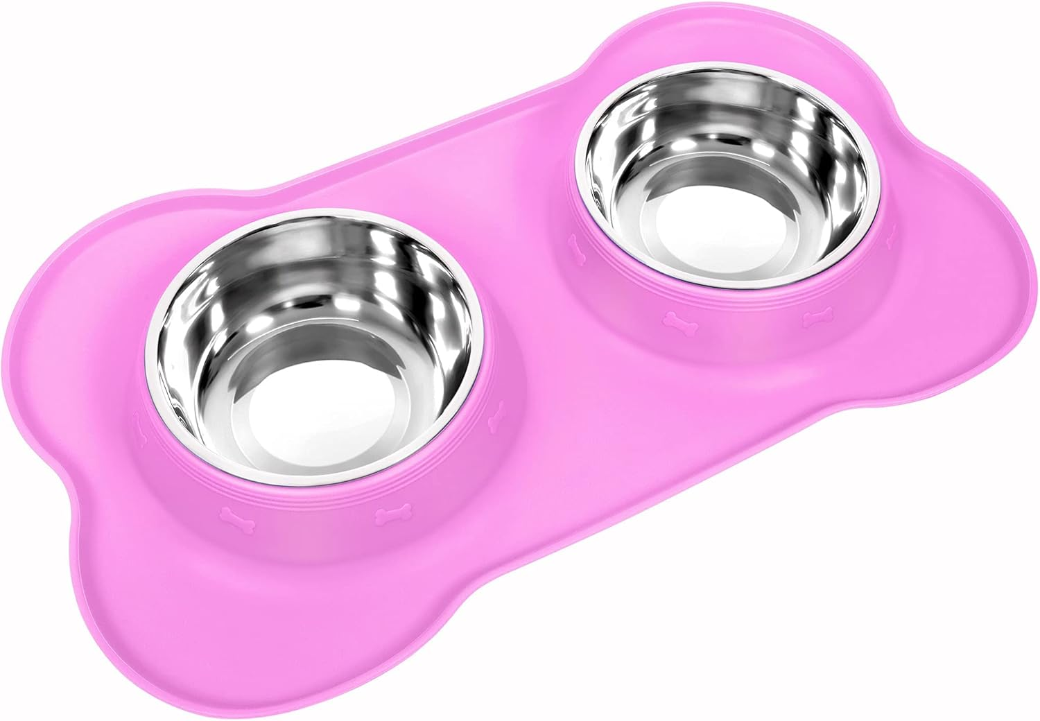 Dog Bowls Set Stainless Steel Double Dog Bowl with No-Spill No-Skid Silicone Mat, Pet Food and Water Bowls Feeder Bowls Puppy Bowl Dog Dishes for Small Medium Dogs Cats