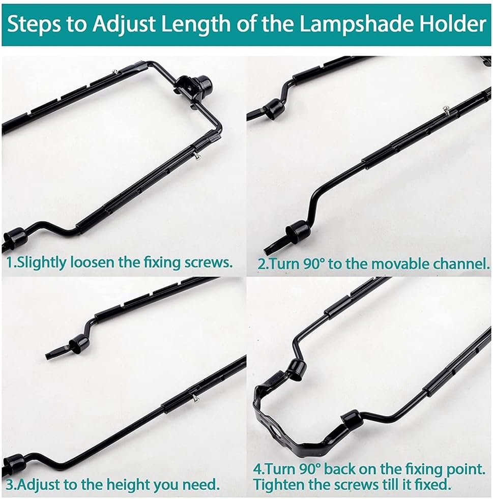 Shusmda 2Piece Lamp Shade Harp Holder 7Inch E14,E26,E27 Light Base Adapter Black Horn Frame Lampshade Bracket image number 1