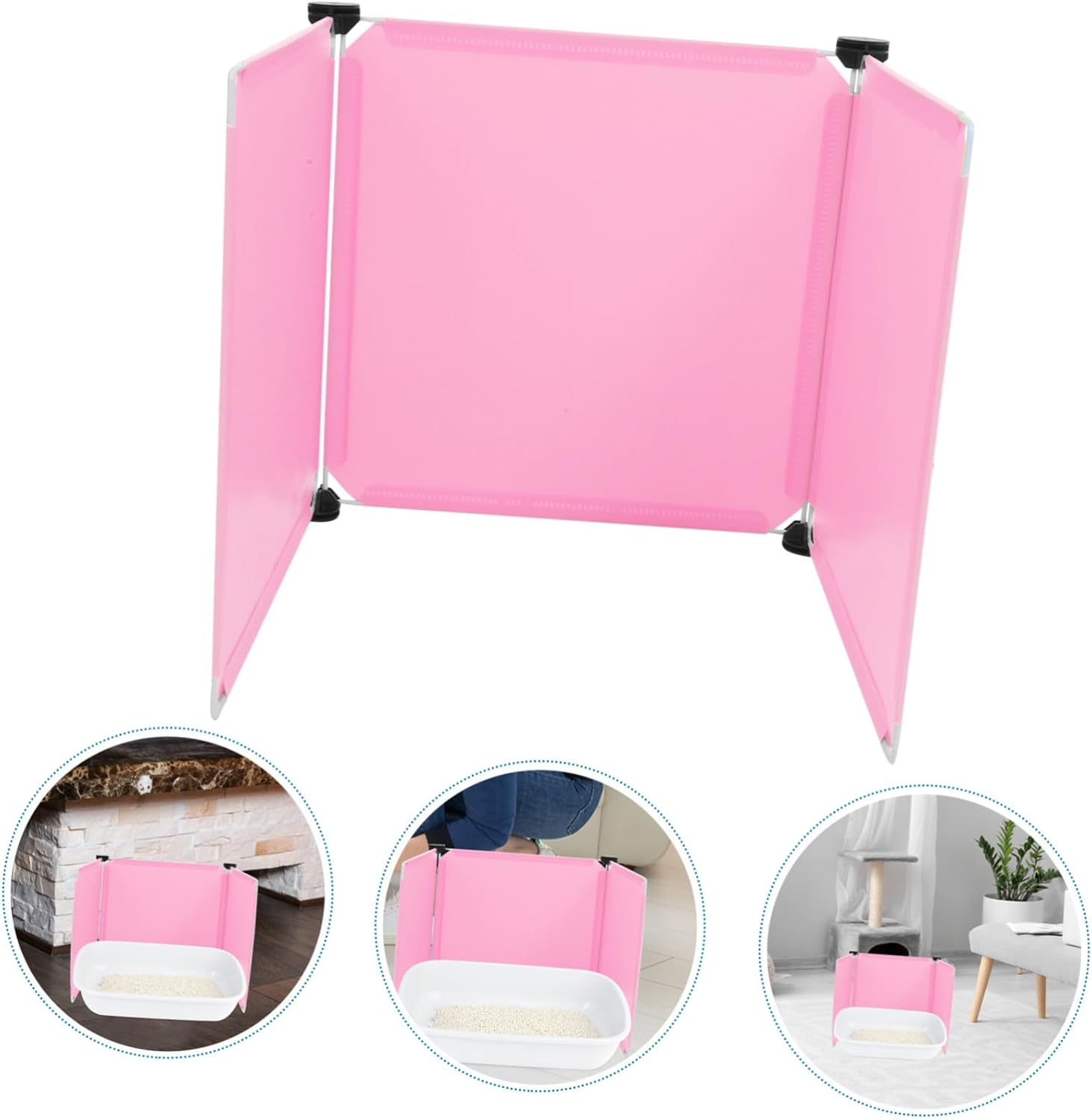 Parliky Cat Litter Box Enclosure Set 3Pcs Privacy Covers Pee Shield Large Litter Box Privacy Screen Universal Fit for Cat Litter Box image number 1