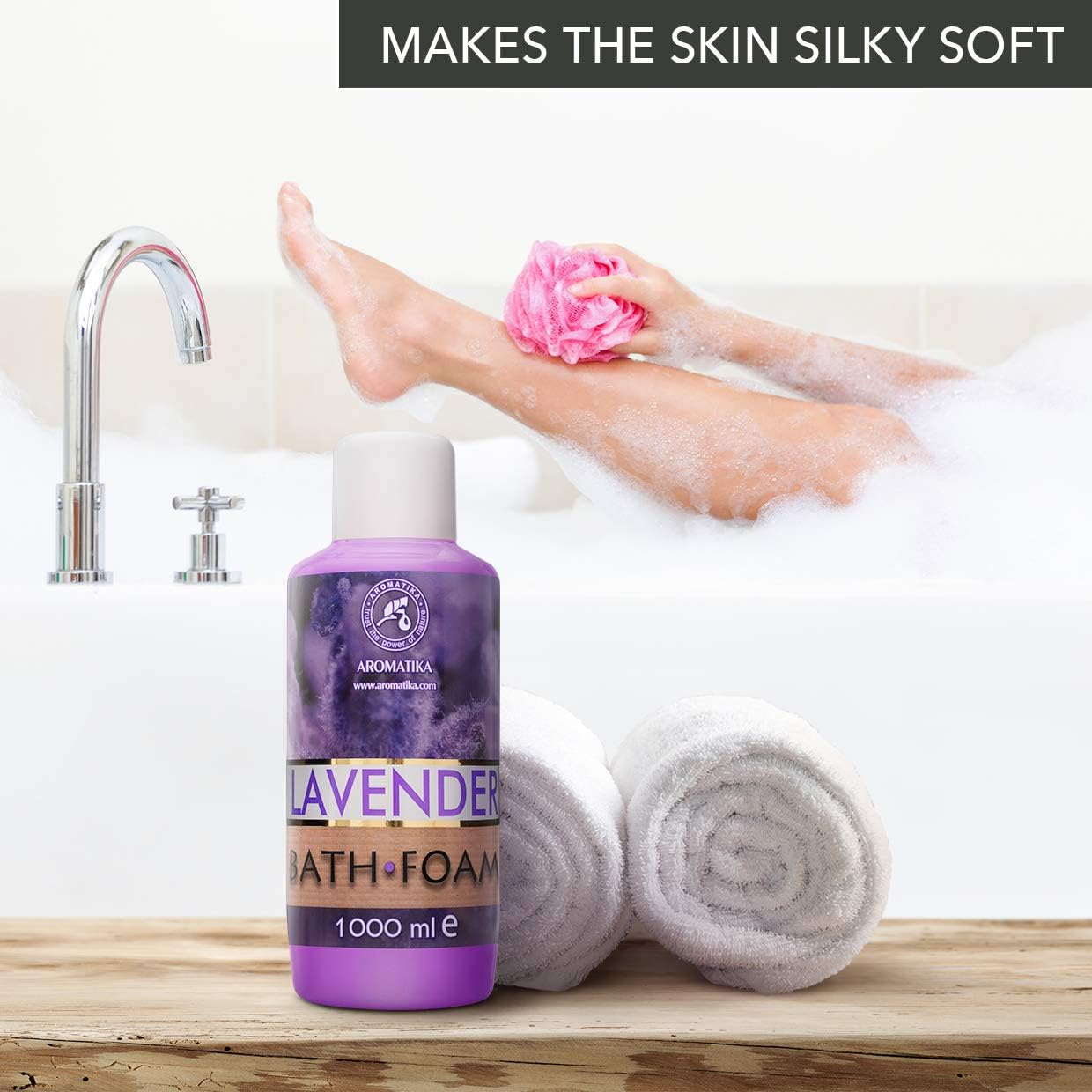 Bath Foam with Lavender Essential Oil 1000 Ml - Body Care - Good Sleep - Beauty - Bathing - Body Care - Wellness - Relax - Aromatherapy - Spa - Lavender Aroma - Bubble Baths