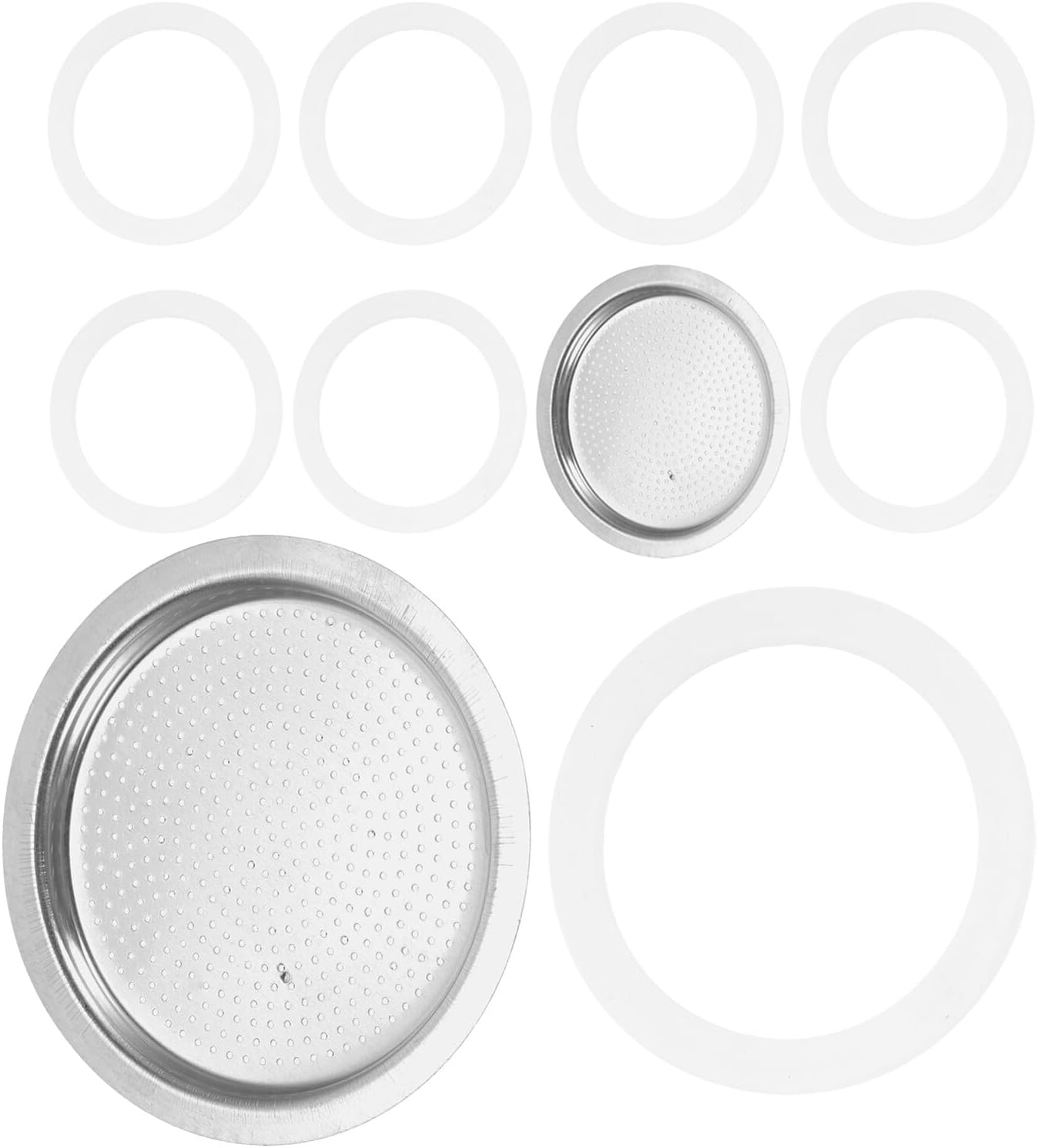 LIGIGWASH 10Pcs Silicone Sealing Gasket and Filter Set for 9-Cup 450Ml Espresso Coffee Maker, Replacement Silicone Spare Parts with Mug Lid Seal for Home Coffee Accessories