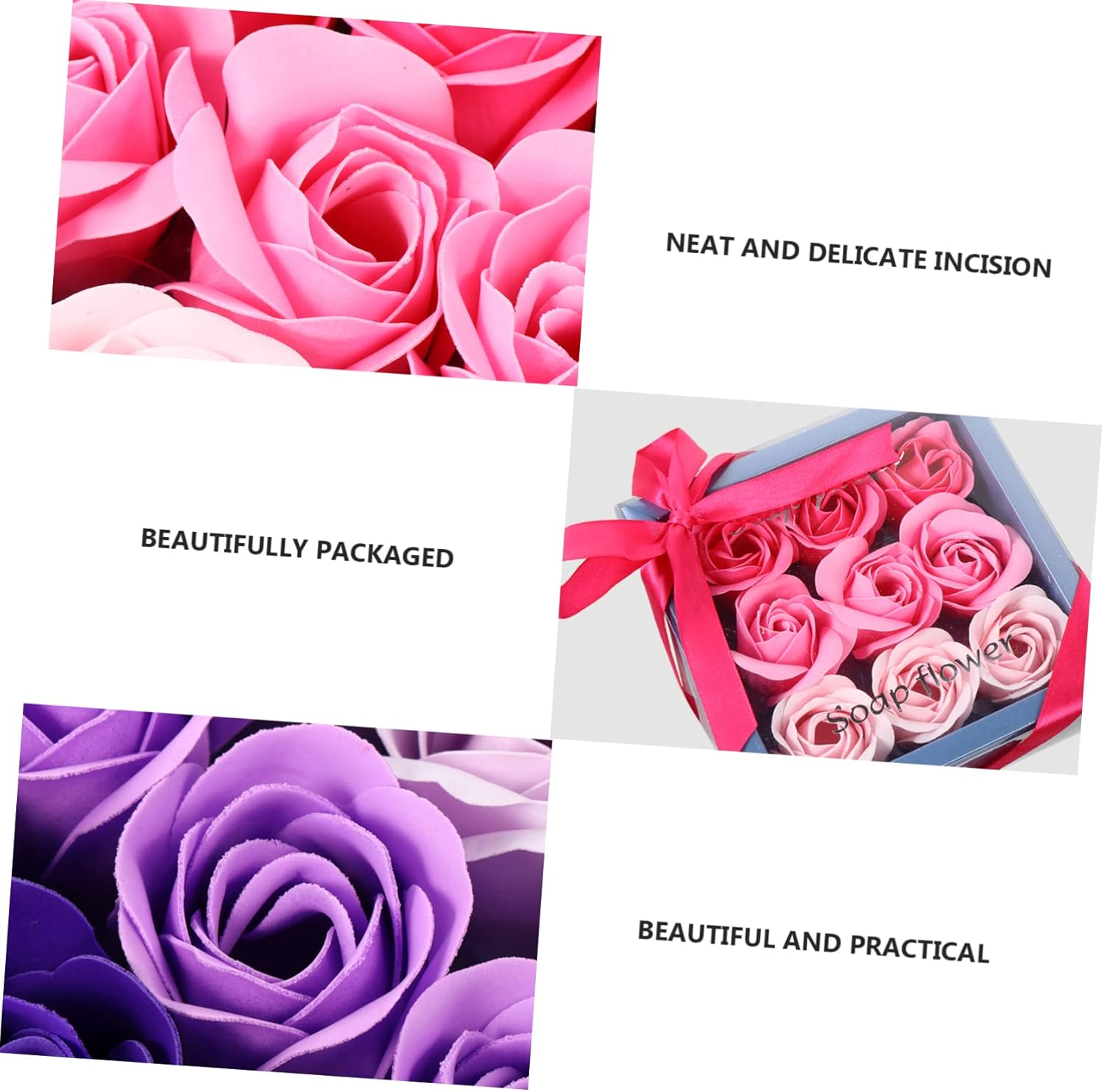 OKUMEYR Gradient Rose Box Flower Bouquet Handmade Rose Soap Bouquet Decorative Present