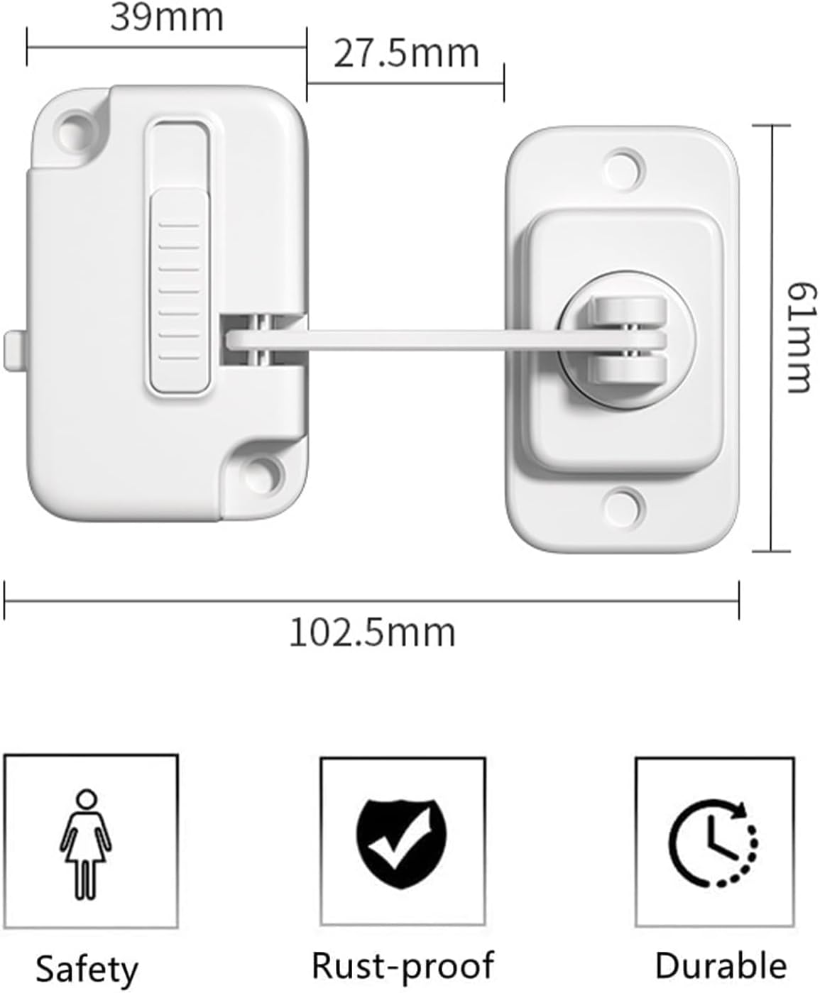 Refrigerator Lock, 2 Pack, Press & Slide Baby Proof Locks with Adhesive & Screws for Fridge Oven Window Cabinet image number 6