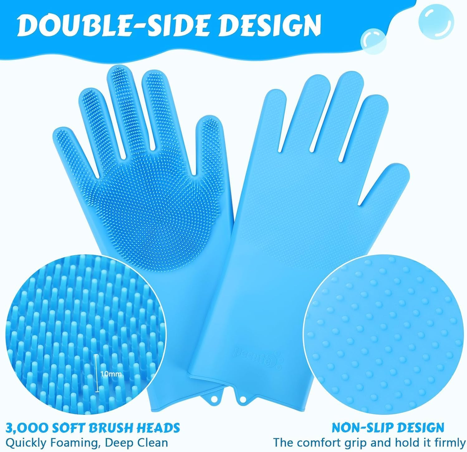 Pet Grooming Gloves + Detangling Comb Set - 5 Finger Massage Mitt for Bathing/Shedding | Gentle Brush for Dogs Cats Rabbits Horses (Enhanced Grip) image number 6