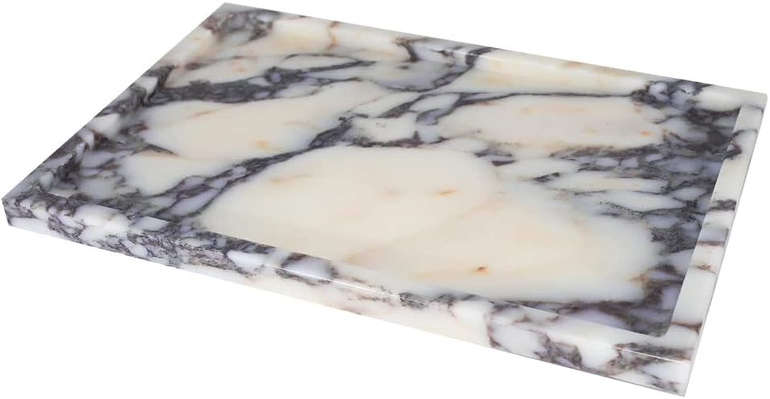 Real Luxurious Natural Marble Vanity Tray Genuine Marble Storage Tray for Home Decor Stone Tray for Bathroom/Kitchen/Vanity/Dresser Non-Resin/Non-Ceramic/Luxury Blue