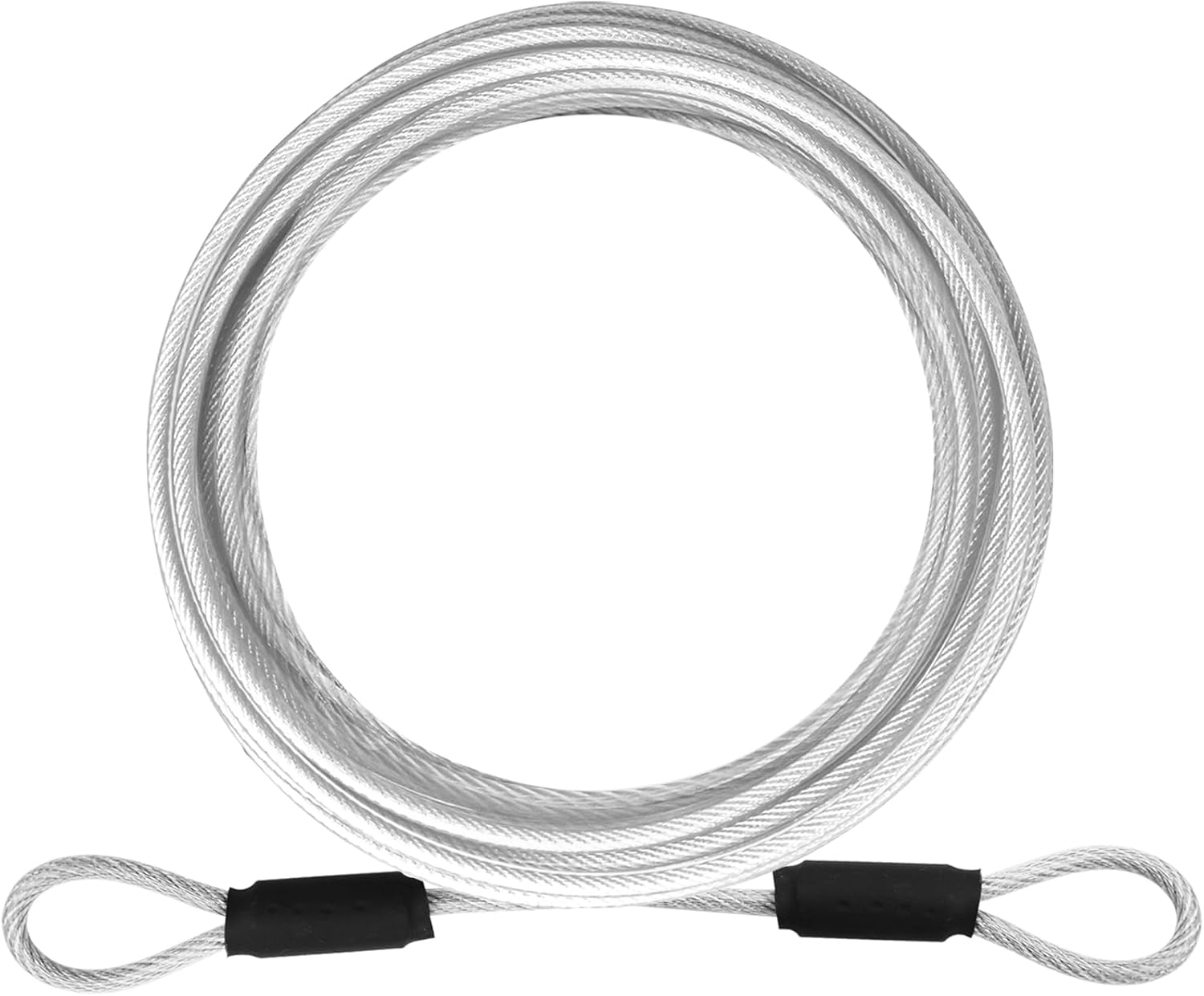 VIVBOO 1/8Inch Stainless Steel Security Cable 4/6/10/15FT Luggage Lock Safety Wire Flexible Steel Wire Rope with Double Loop (2 Pack)