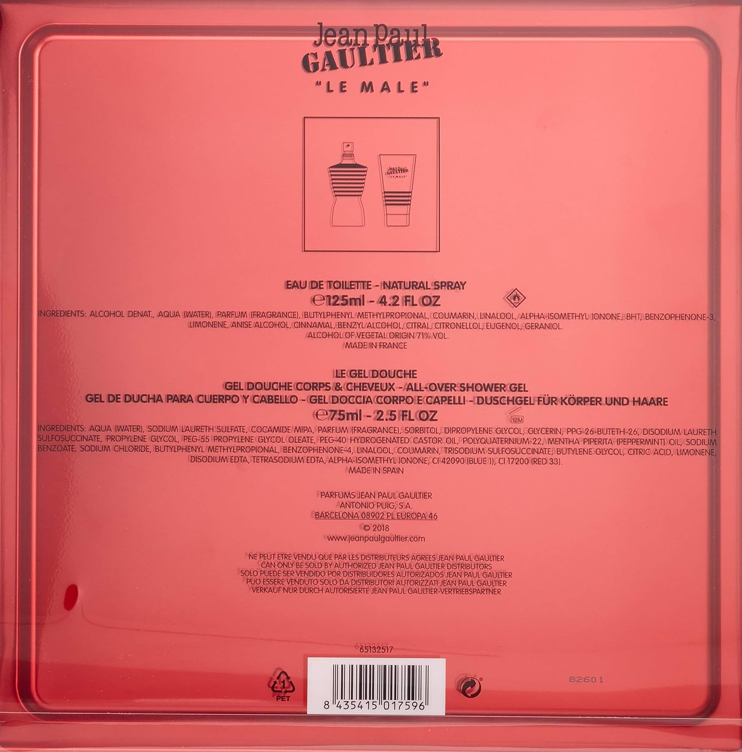 Jean Paul Gaultier Le Male Le Male 2 Pc. Gift Set for Men | Edt 4.2 Oz + All over S/G 2.5 Oz, 125 Ml image number 4