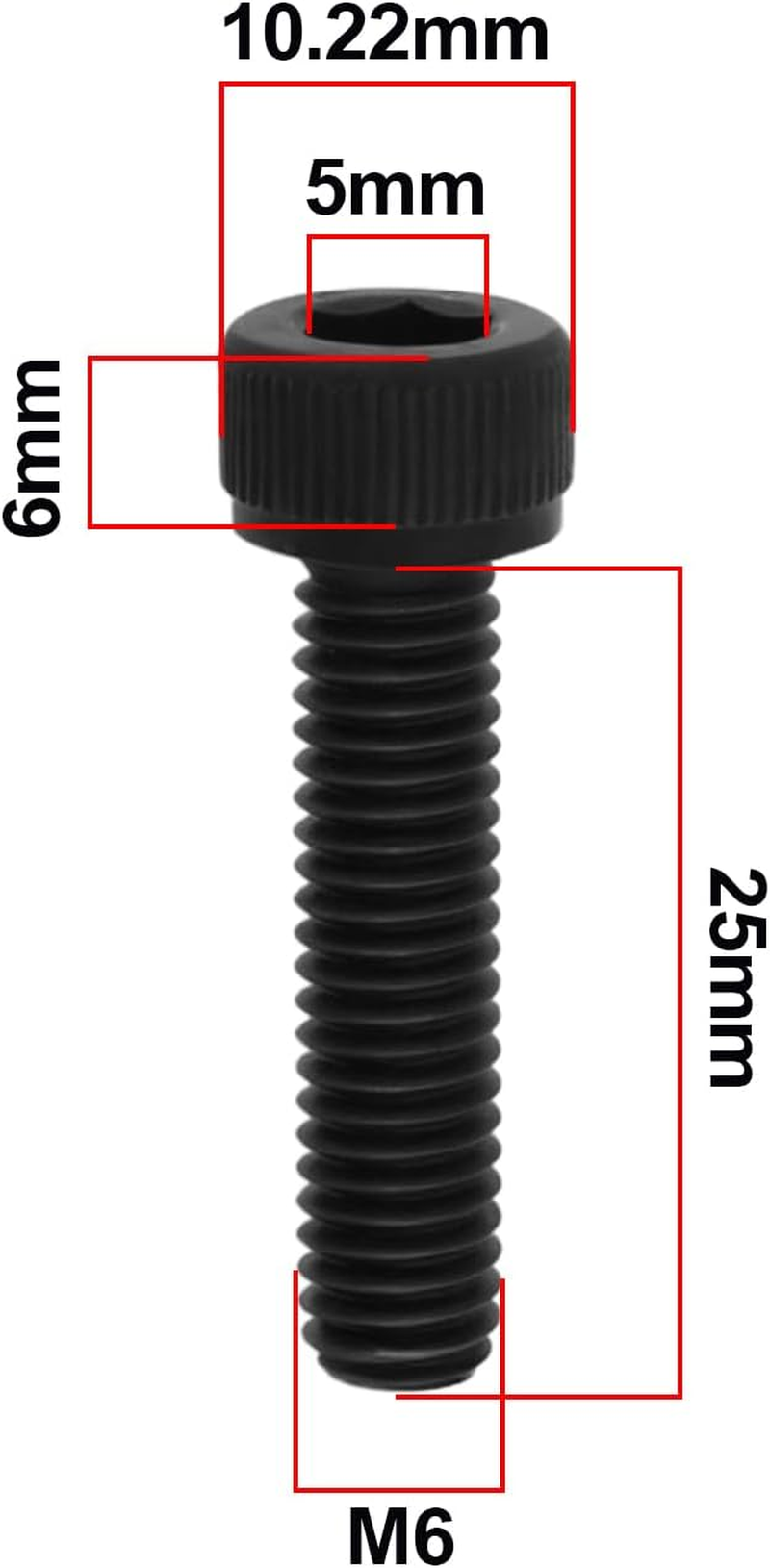 LT Easiyl 8Pcs Replacement Bolts M6X25Mm Metal Hexagon Socket Head Cap Screws Bolts for Stunt Scooter HIC SCS ICS Metric Thread Screws (Black) image number 4