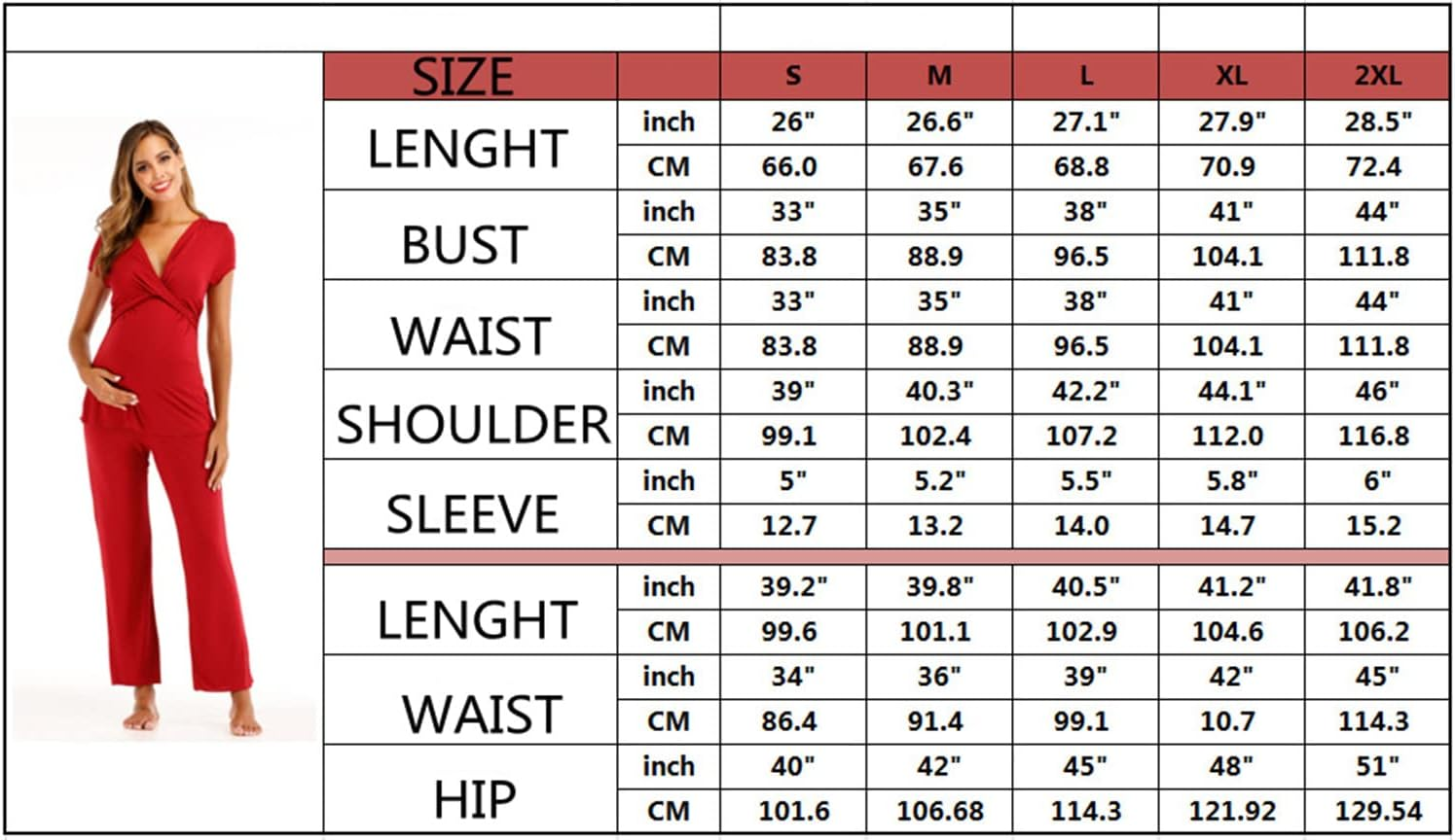 AIRMOOD Maternity Nursing Pyjamas Set, Super Soft V-Neck Short Sleeve Sleepwear Breastfeeding Loungewear Nursing Nightie Pjs for Pregnant Women, Maternity Clothing for Home Hospital image number 5