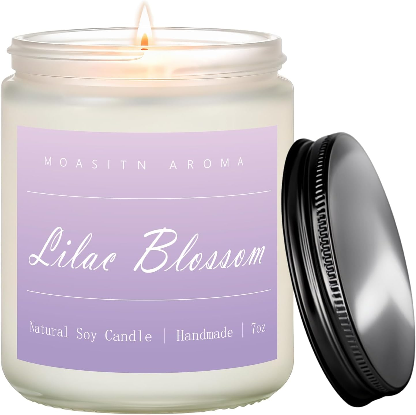 MOASITN Lilac Blossom Spring Soy Candle| Lavender,Lilac,Lemon Scented Candle for Home| Long Burning Aromatherapy Candle| Jar Candel for Women,Men for Birthday,Relaxing,Housewarming| 7Oz image number 3