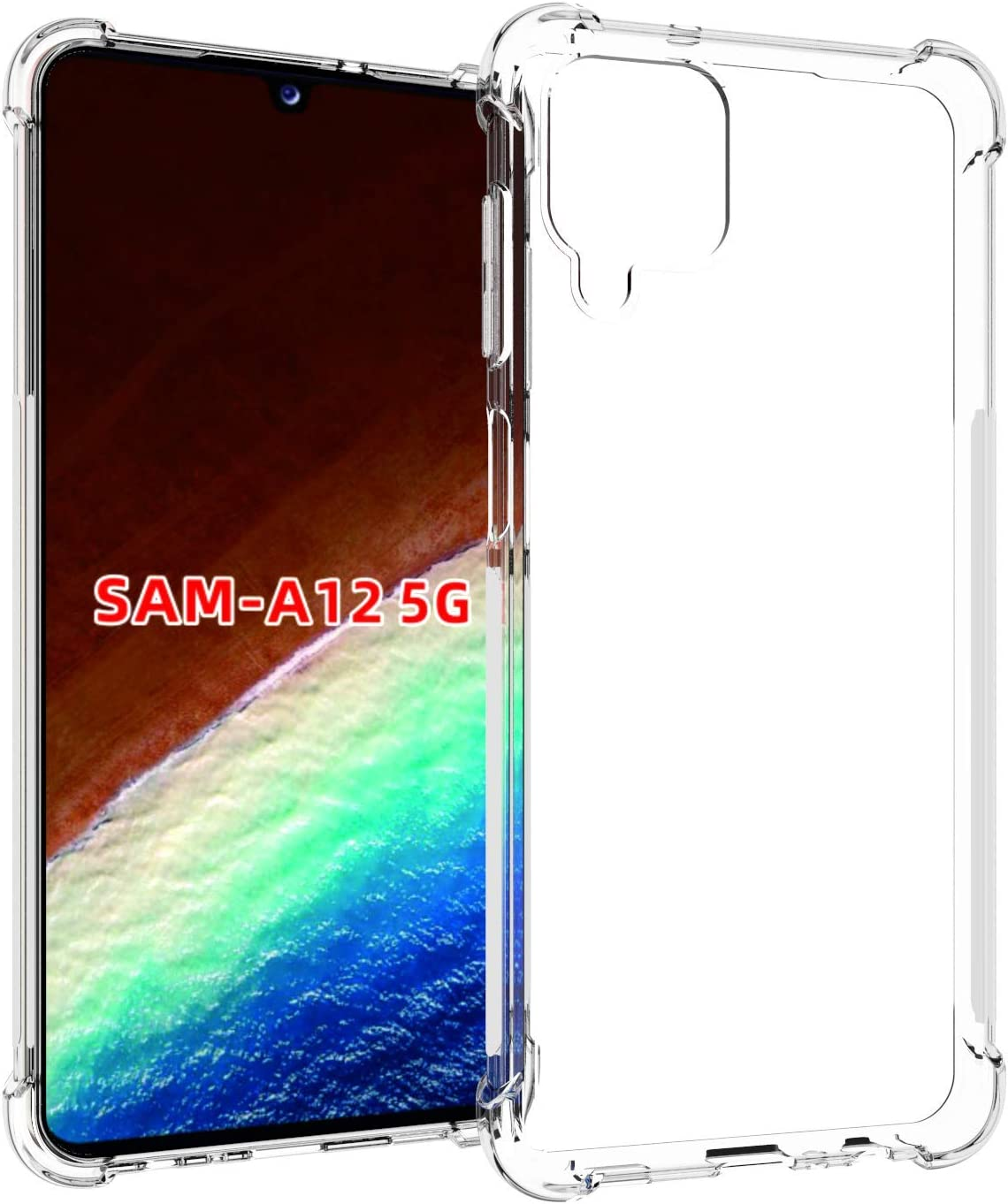 USTIYA Case for Samsung Galaxy A12 Clear TPU Four Corners Protective Cover Transparent Soft image number 1