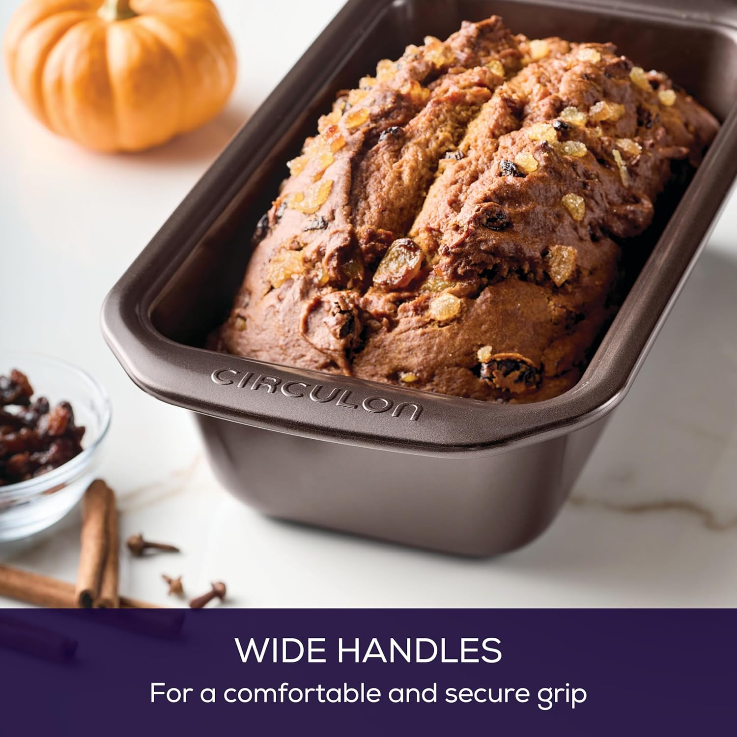 Circulon Nonstick Bakeware 9-Inch X 5-Inch Loaf Pan, Chocolate Brown image number 2