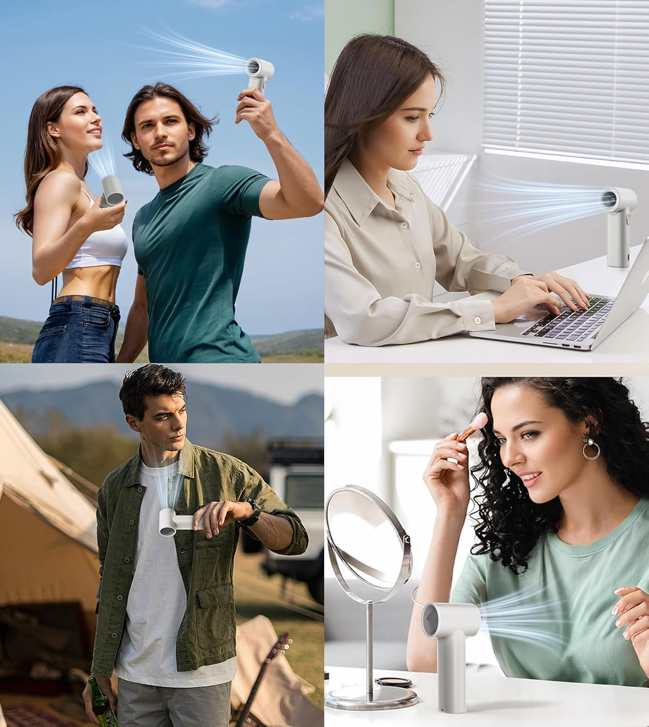 TONEOF 5000Mah Mini Portable Fan,Rechargeable Handheld Fan with 5 Speed,Hand Fan with Lanyard & Digital Display,Usb Fan for Cooling/Travel/Office/Camping/Outdoors, Beige Gray - Beige Gray image number 4