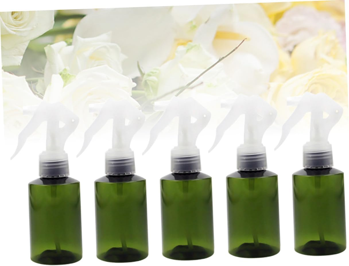 PAMINGONO 5Pcs 100Ml Plastic Spray Bottles Fine Mist Sprayer, One-Hand Pressure Dispensing Trigger, Green Square Subpackaging Bottles for Travel and Home Use image number 4