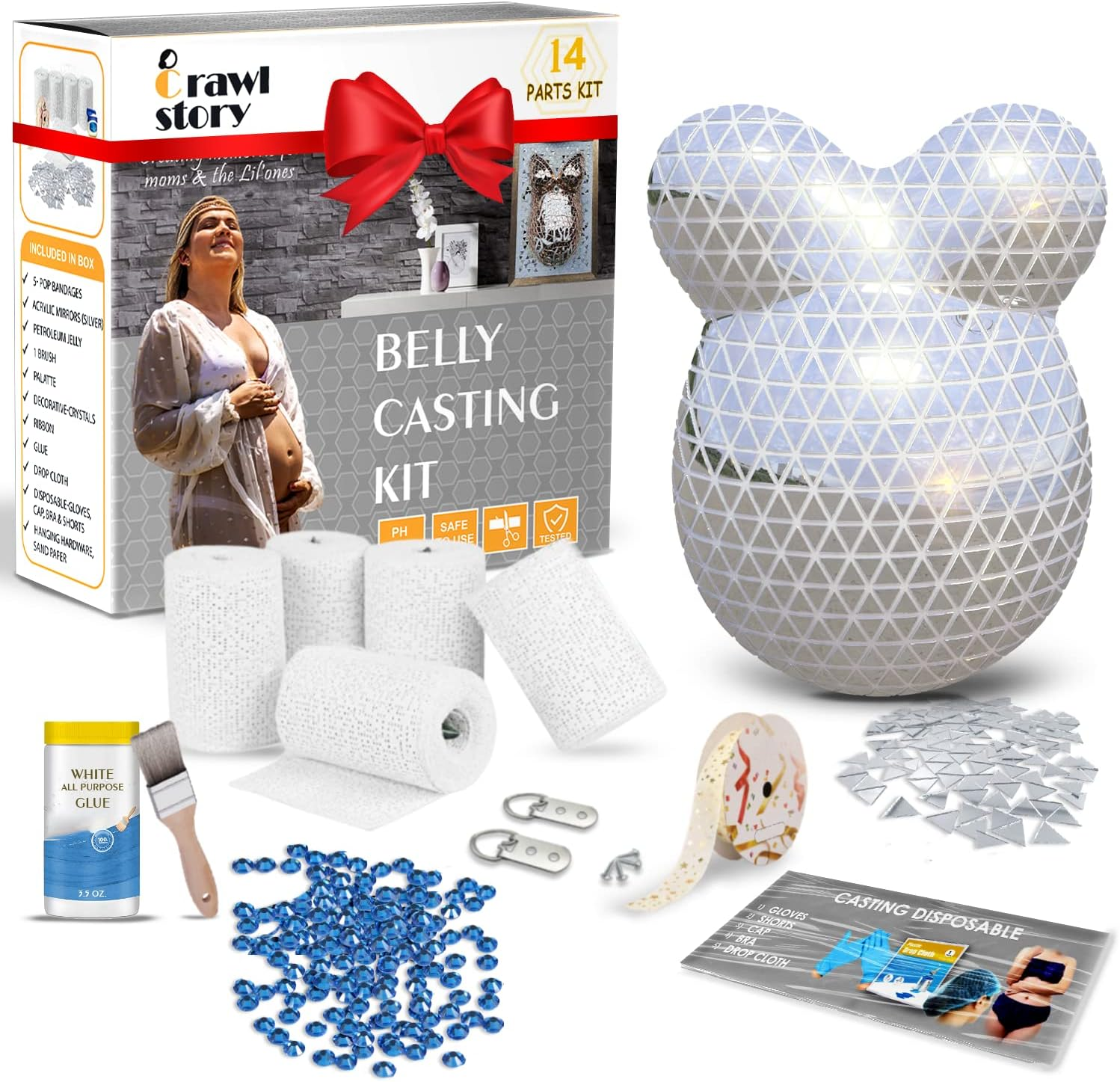 Crawl Story Belly Cast Kit Pregnancy-Baby Casting Kit | with 5-Plaster Cloth Roll, Hanging Hardware & Decorative Items| Perfect Baby Shower & Pregnancy Gifts|Pregnancy Belly Casting Kit Baby Bump Cast