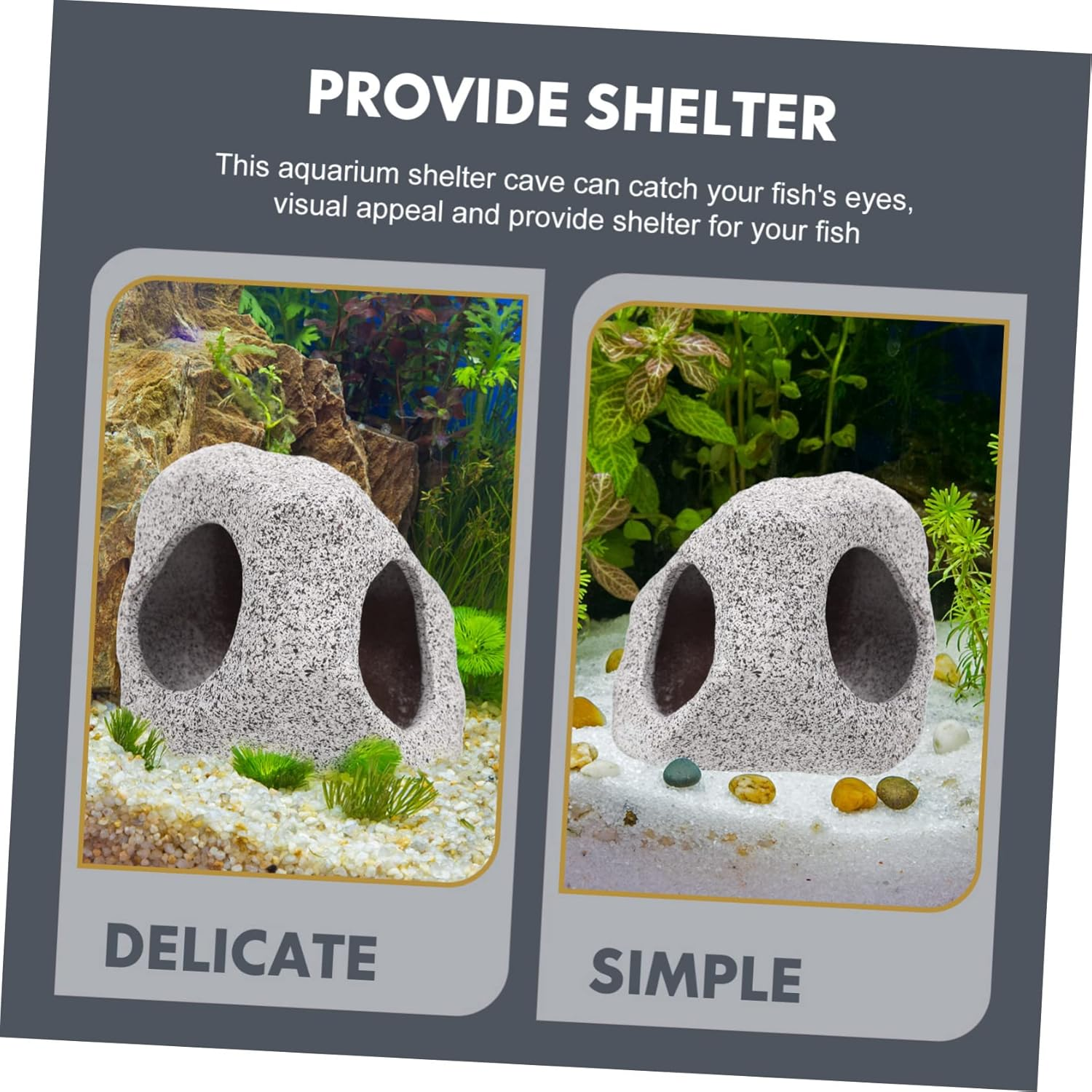 JOINPAYA Fish Tank Hide Cave for Shrimp Fish Decorative Aquarium Hiding Cave Lightweight Breeding Shelter Natural Rock Color for Aquatic Environments image number 5