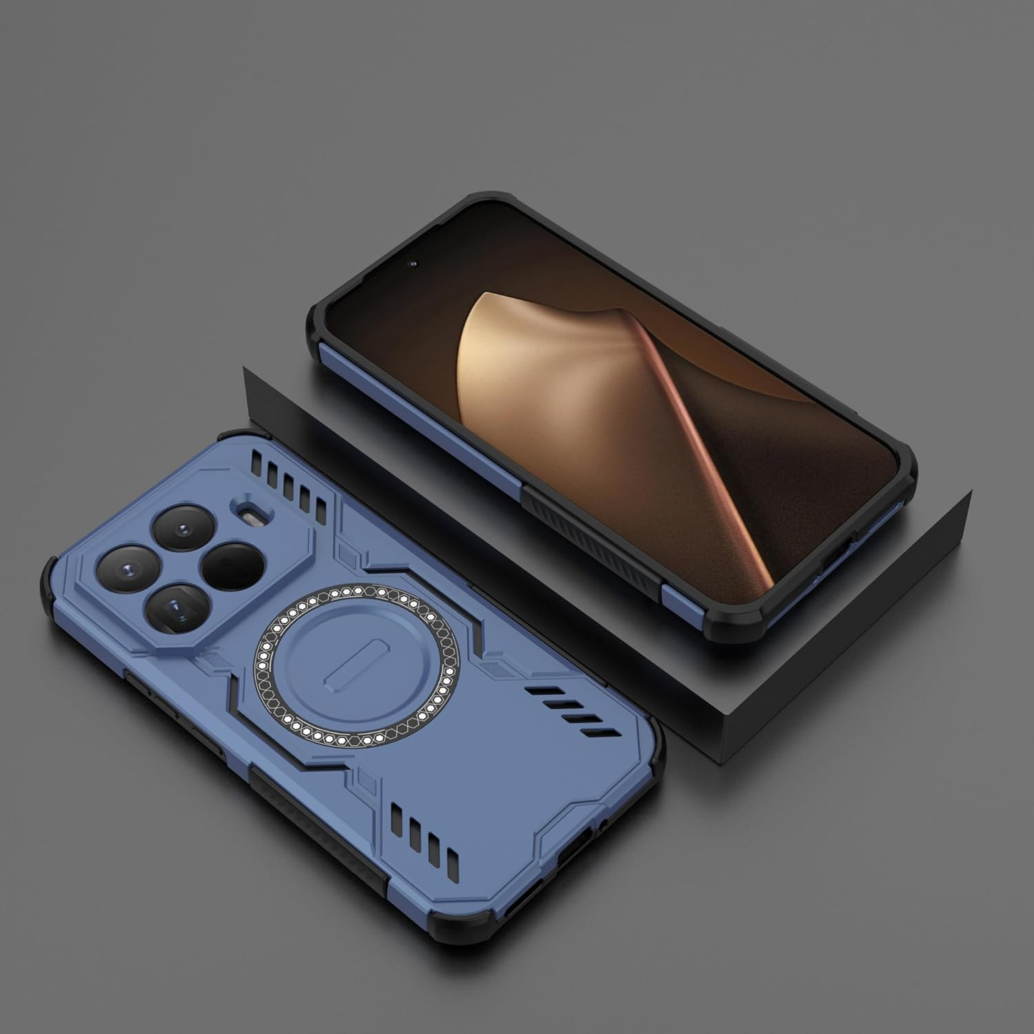 ESHUYI Magnetic Case for Xiaomi 15T Pro, Magsafe Compatible, Shockproof Hard Case with Air Cushion Corners, Heat Dissipation, TPU+PC Hybrid Phone Case, Blue image number 6