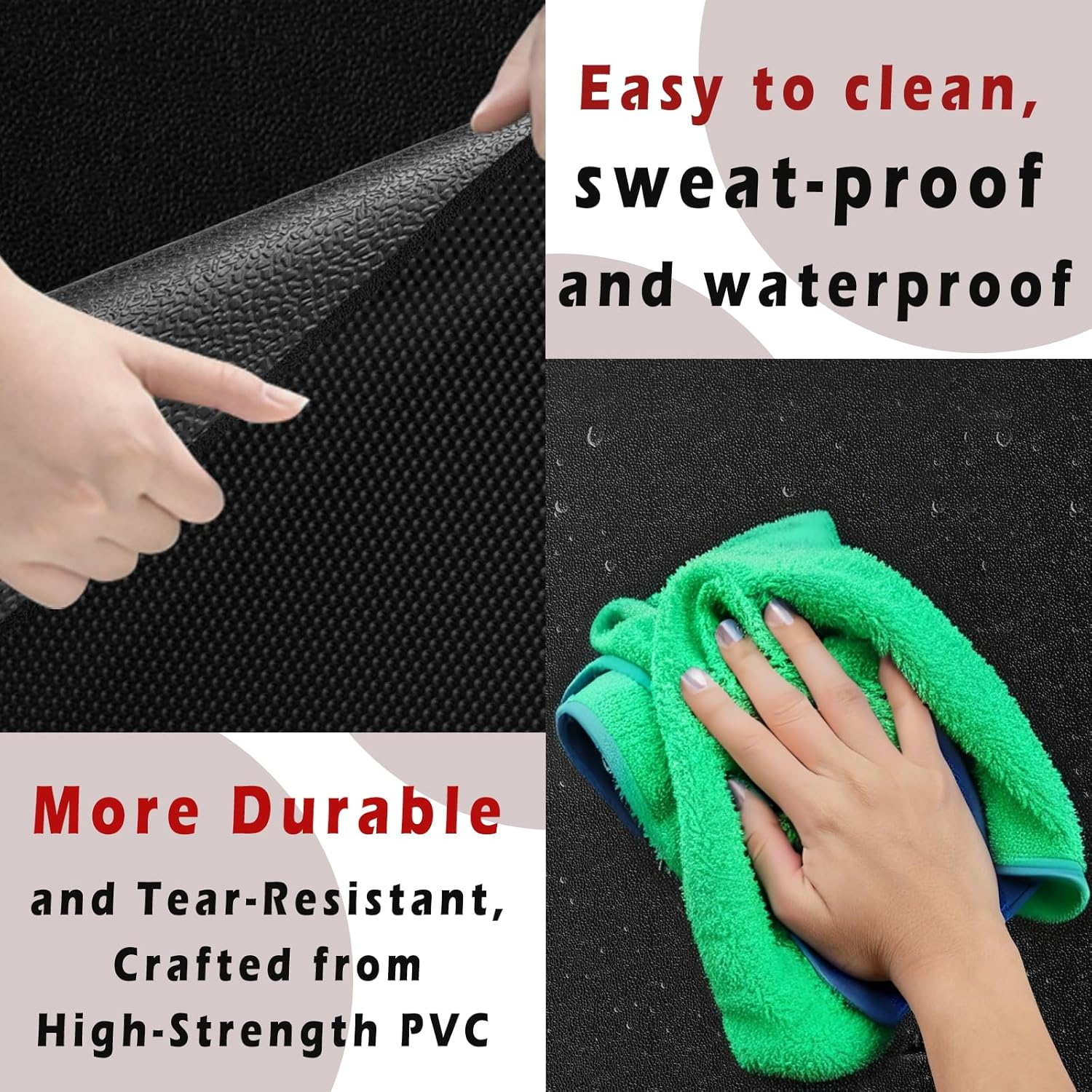 Omiention Exercise Equipment Mat, 67 X 24 Inch, Heavy-Duty Gym Floor Protector with Noise Reduction, Black image number 5