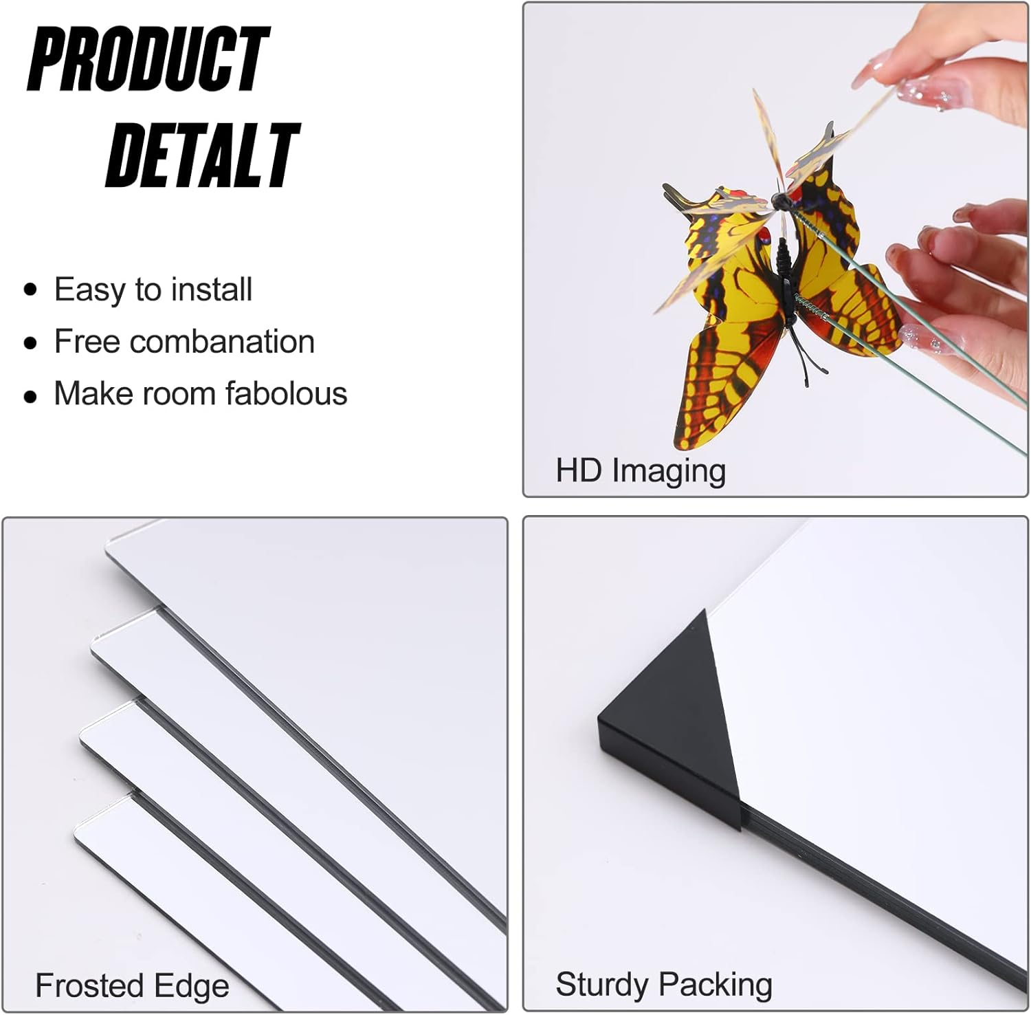 Full Length Wall Mirror Tiles, 14'' X 12'' X 4PCS, Frameless Full Body Mirror Tiles for Bedroom, Shatterproof Non Glass Mirrors Wall Mounted for Home Gym, on the Door image number 2