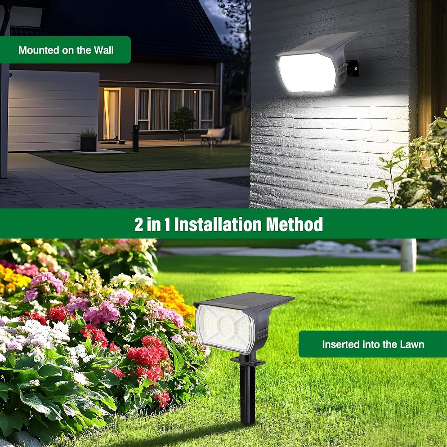 XIULIUU Solar Spot Lights Outdoor, 8 Pack Waterproof IP65 Landscape Spotlights with 3 Lighting Modes, 2-In-1 Auto On/Off Solar Powered Flood Lights for Yard Garden House Garage Pathway (Cool White) image number 5