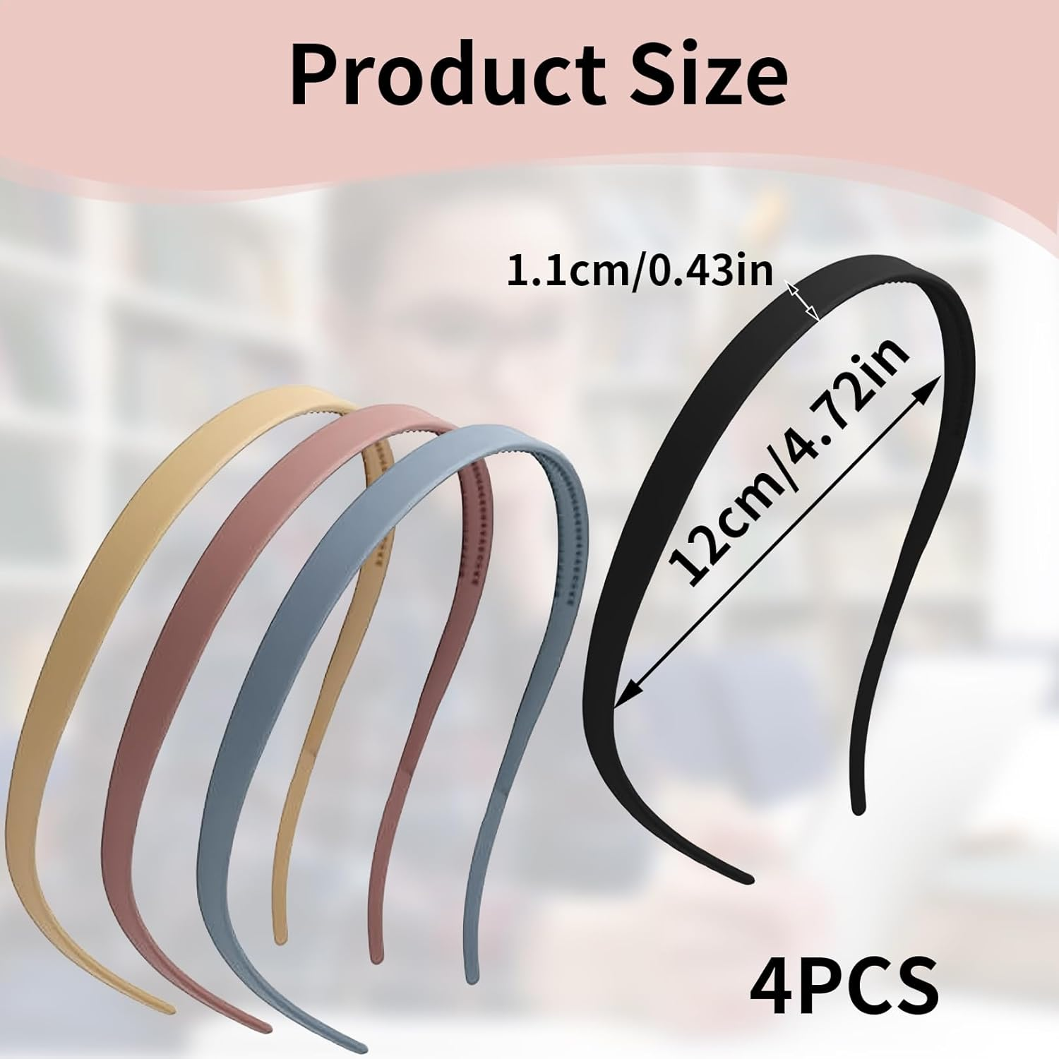 Pack of 4 Women'S Headbands, No Headache, Zigzag Hair Band, Thin, Flex Headband without Pressure, Hair Hoop for Glasses Wearers, Sunglasses Hair Hoops, Headband Matte Finish, Non-Slip with Teeth image number 4