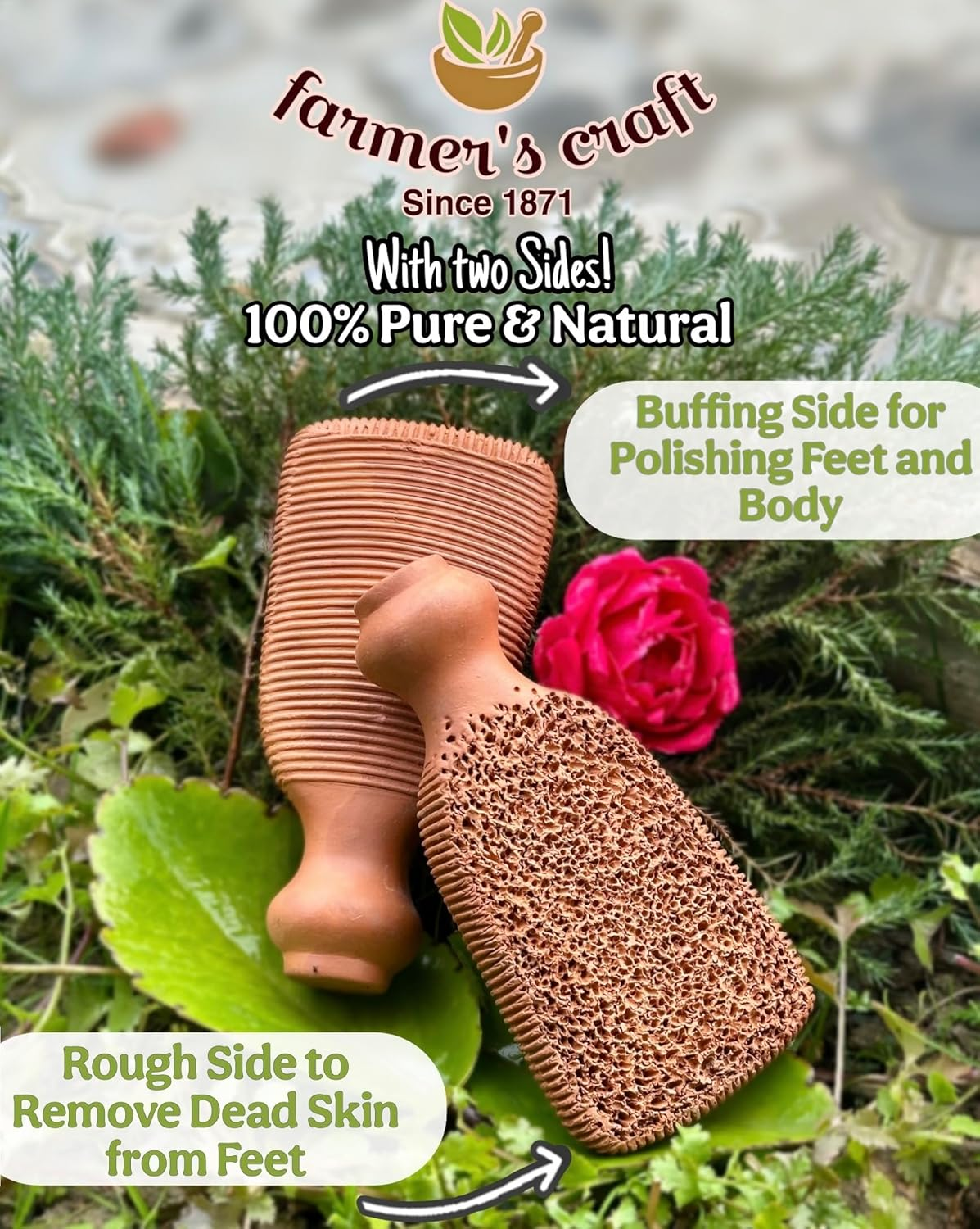 Natural Pumice Stone Made up of Terra Cotta Ancient Indus Valley Foot Scrubber Callus Remover Skin Care Kit for Hand and Dead Skin, Pedicure Tools Foot Exfoliator, Cracked Heels, Body Loofah