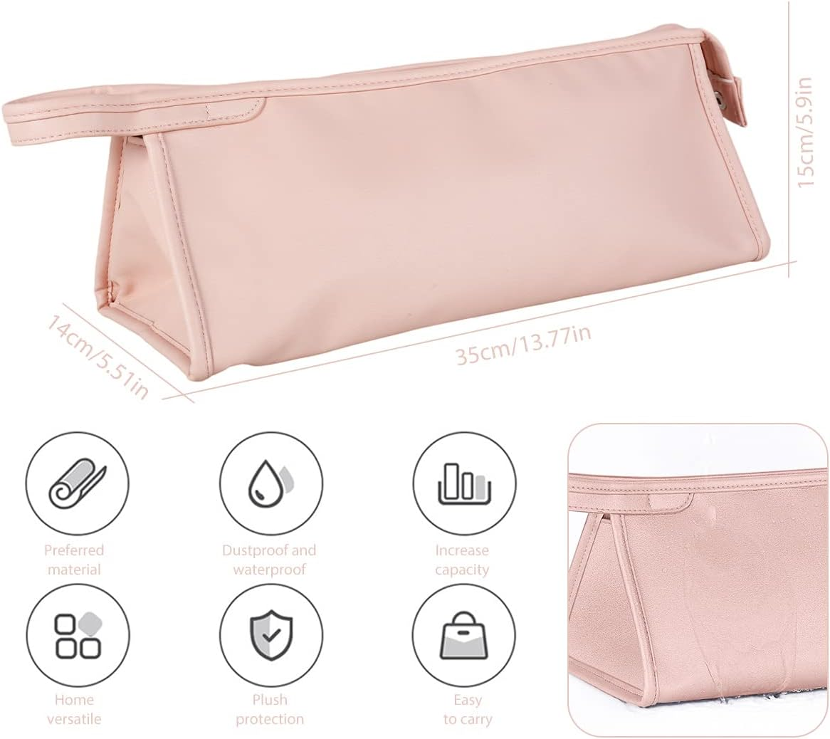 Hair Dryer Carrying Case Waterproof Hair Dryer Storage Case PU Leather Storage Bag Travel Case Storage Organizer for Air Wrap Styler Hair Dryer (Pink) - Pink image number 5