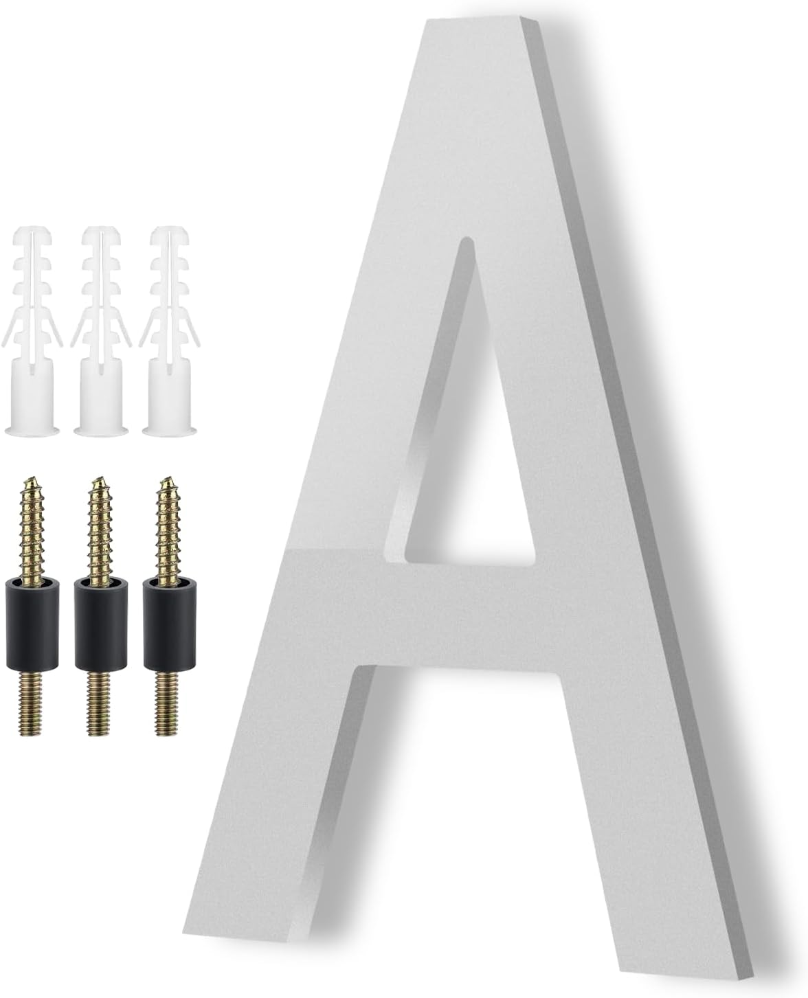 DEWEL Modern House Numbers for outside - Floating Large 8 Inch Silver Address Numbers for House, Door, Farmhouse, Street - Both Floating & Flush Styles - House Number 4