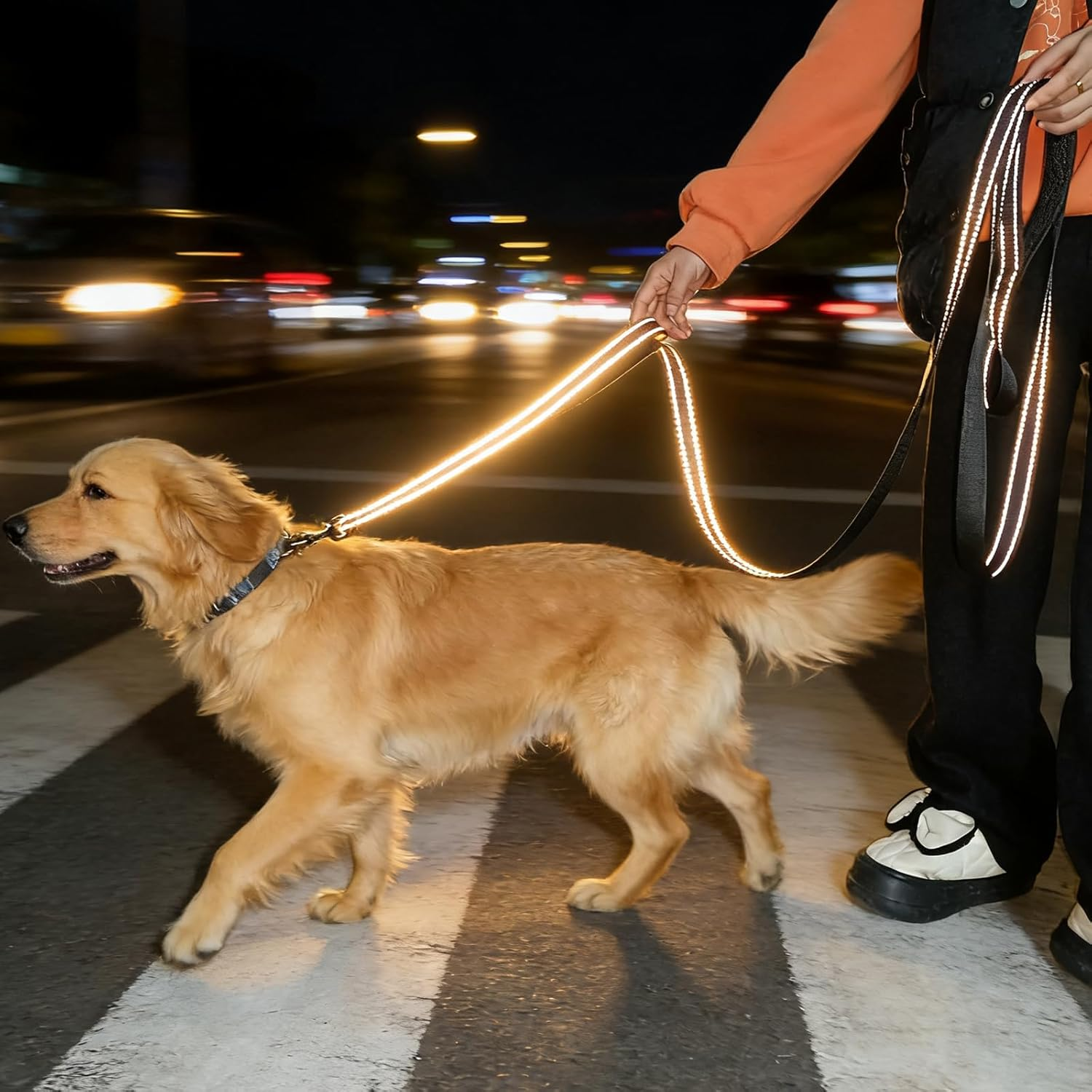 SEPXUFORE 10 FT Traffic Leash with 2 Handle Dog Leash Reflective, Easy Control Training Walking Nylon Two-Double Handle Dog Leash for Large Medium Dogs and Pullers image number 5