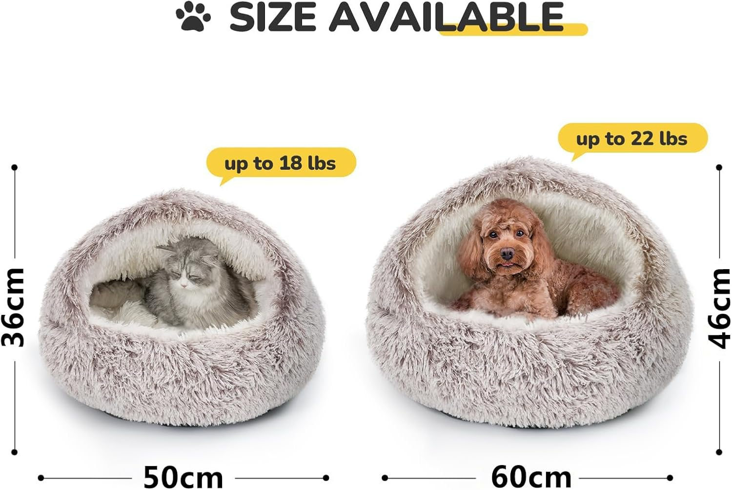Cat Bed for Indoor Cats, Calming Cozy Cave with Self-Warming Plush, Entire Bed Machine Washable & Anti-Slip Base, Breathable Pet Bed for Small Cats&Dogs All Seasons (Coffee, 50Cm) image number 2