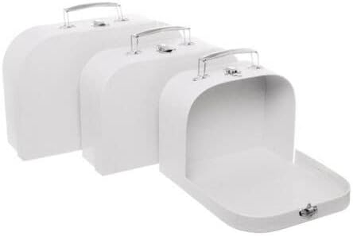 Set of 3 Suitcase Gift Boxes Hamper with Lid White Keepsake Storage Wedding image number 2