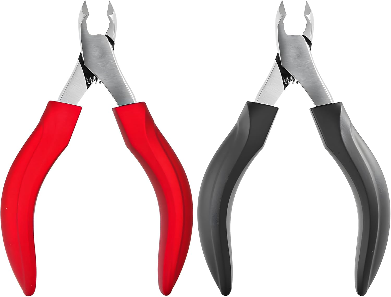 2Pcs Black+Red Thick Toenail Clippers for Elderly & Adults, Heavy Duty Nail Cutter with Sharp Blade & Comfort Grip for Thick Nails at Home or Professional Use