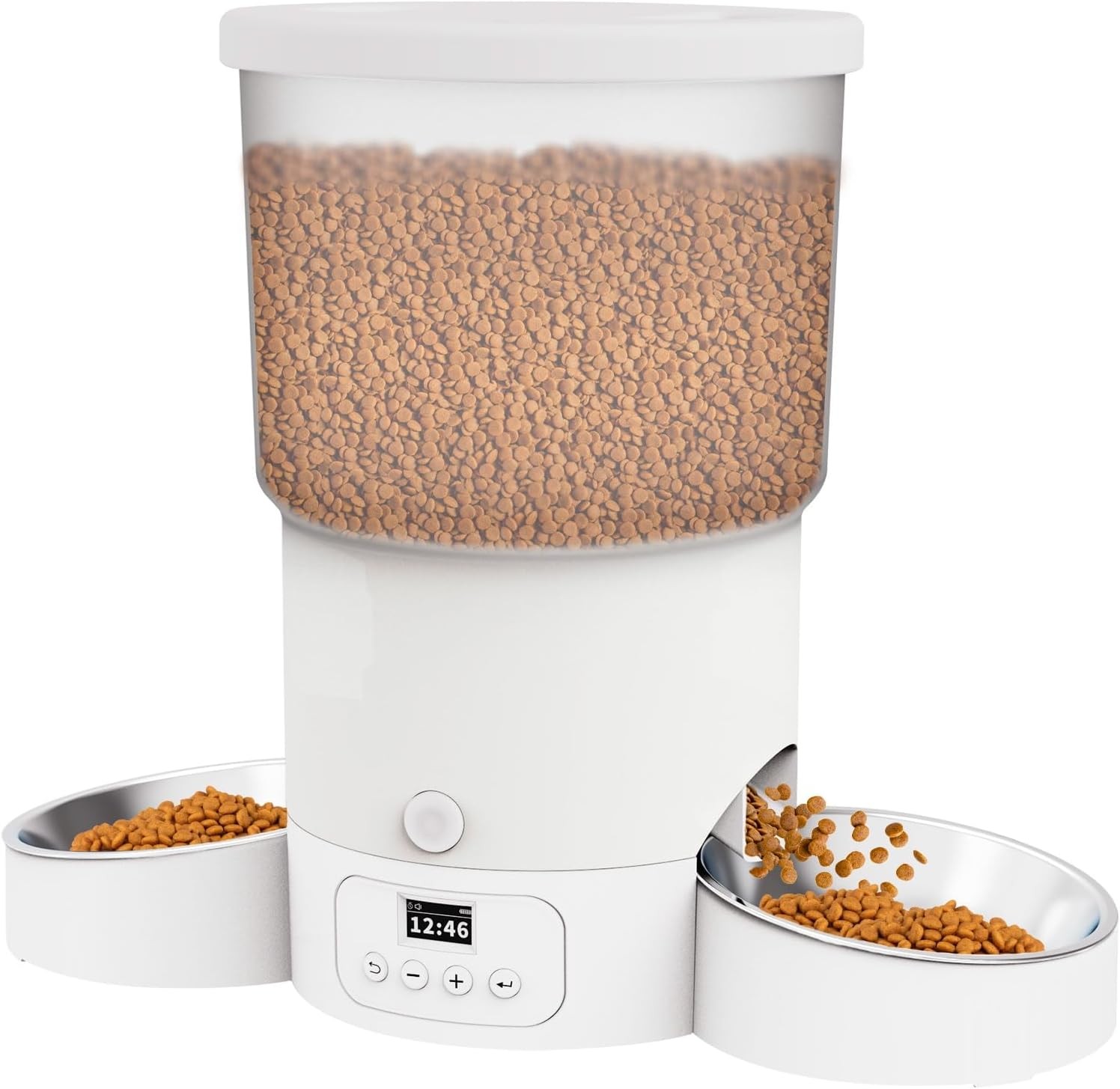 SURDY Automatic Cat Feeder for 2 Cats, 20 Cups/5L Automatic Cat Food Dispenser for Small Pets Auto Cat Feeder for Dry Food, Dual Power Supply and Timer Setting 12 Portions 6 Meals per Day image number 1