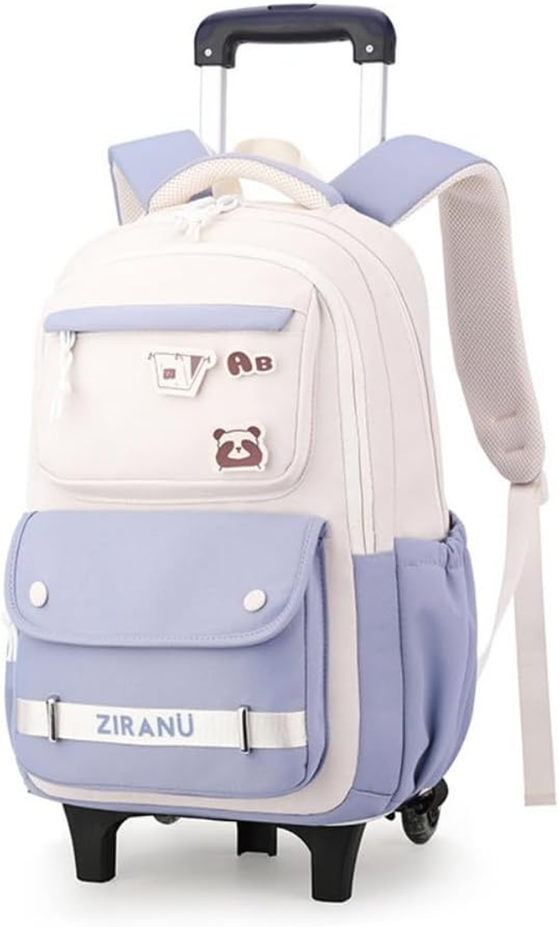 EKUIZAI Trolley Backpack for Girls Middle Kids School Bags with Wheels Rolling School Bags for Teen Girls