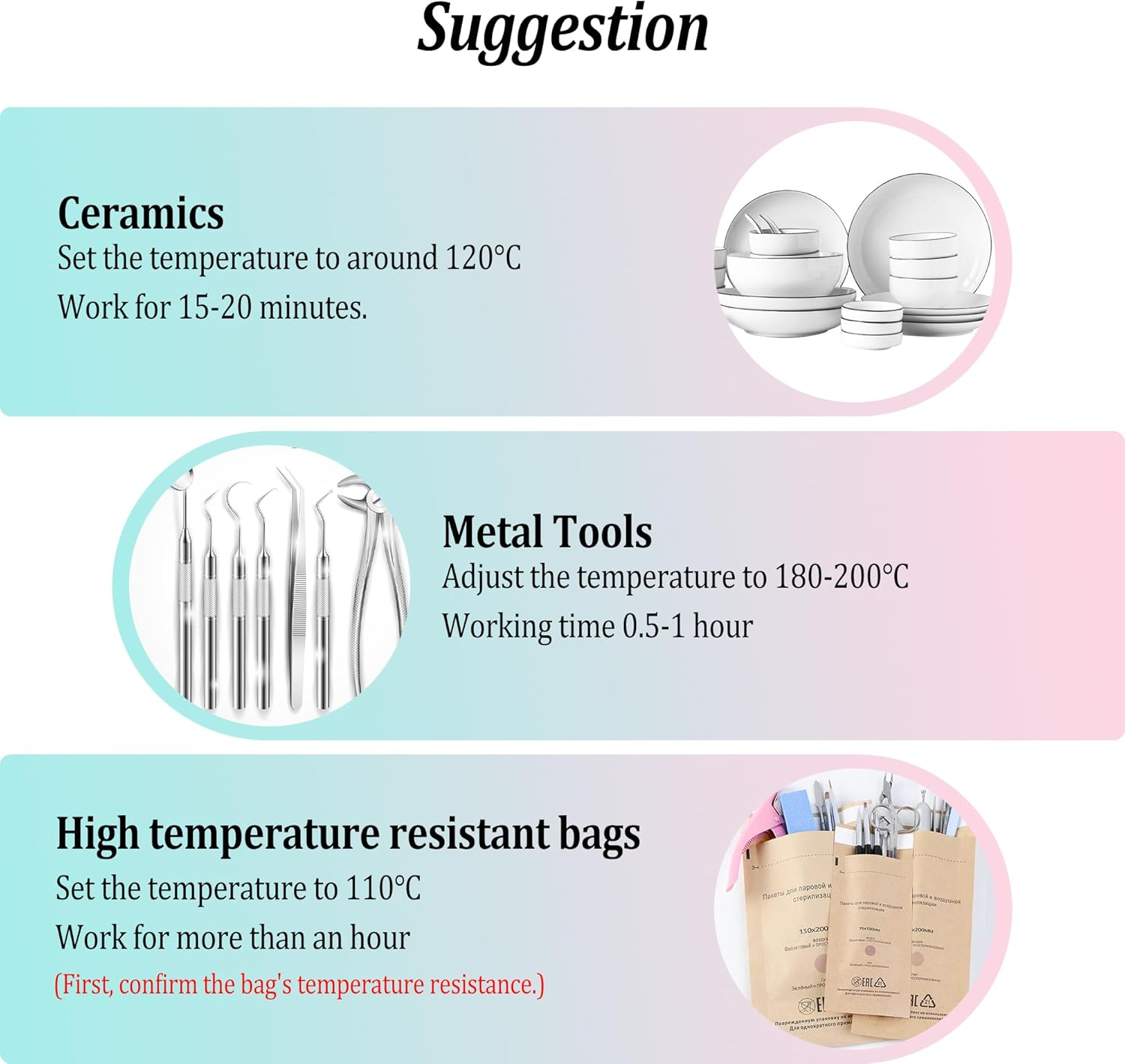 High Temperature Sterilizer, Large Capacity Dry Heat Stainless Steel Sterilizer with Temp and Timer Control, Max Timing 60Min, Max Temperature 250℃ (482℉), with Stainless Trays, 110V Power image number 4