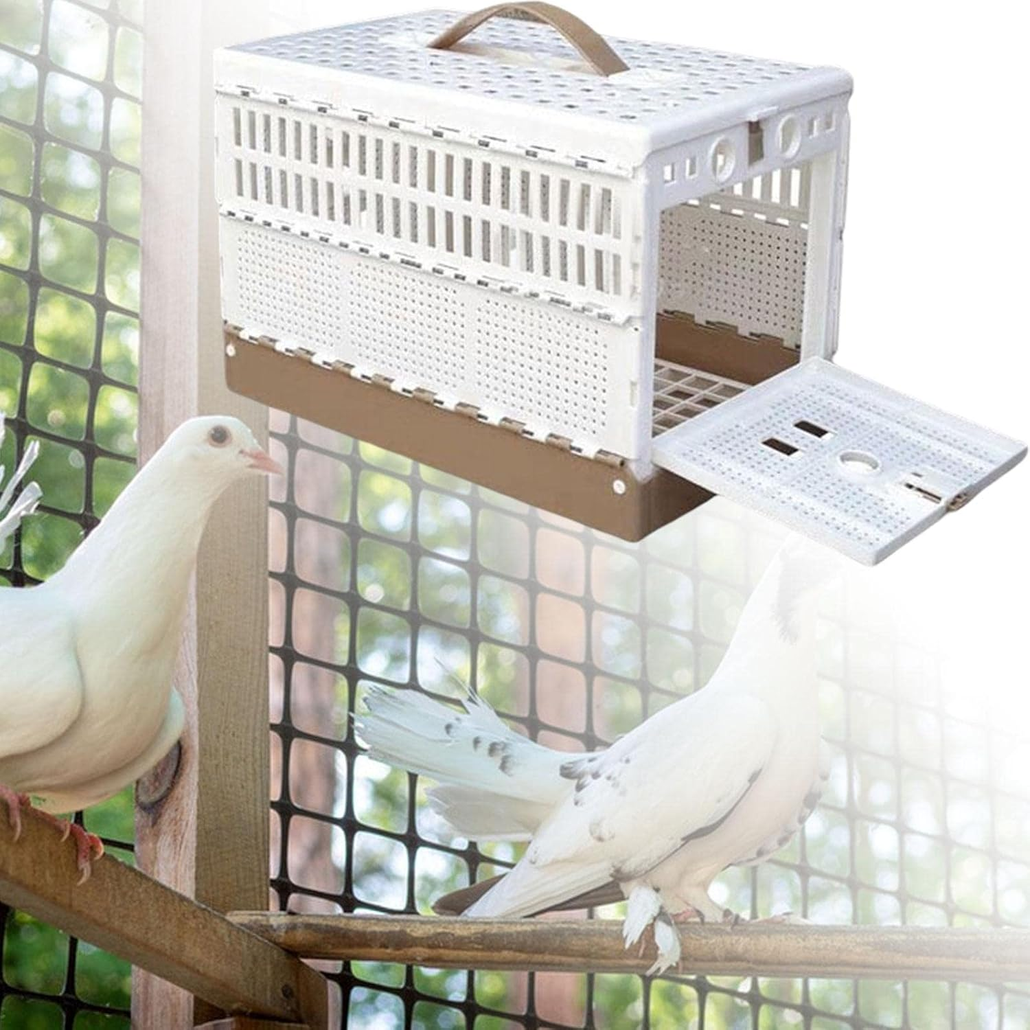 Hellery Folding Pigeon Cage Poultry Bird Cage Box Pigeon Training Cage for Travel