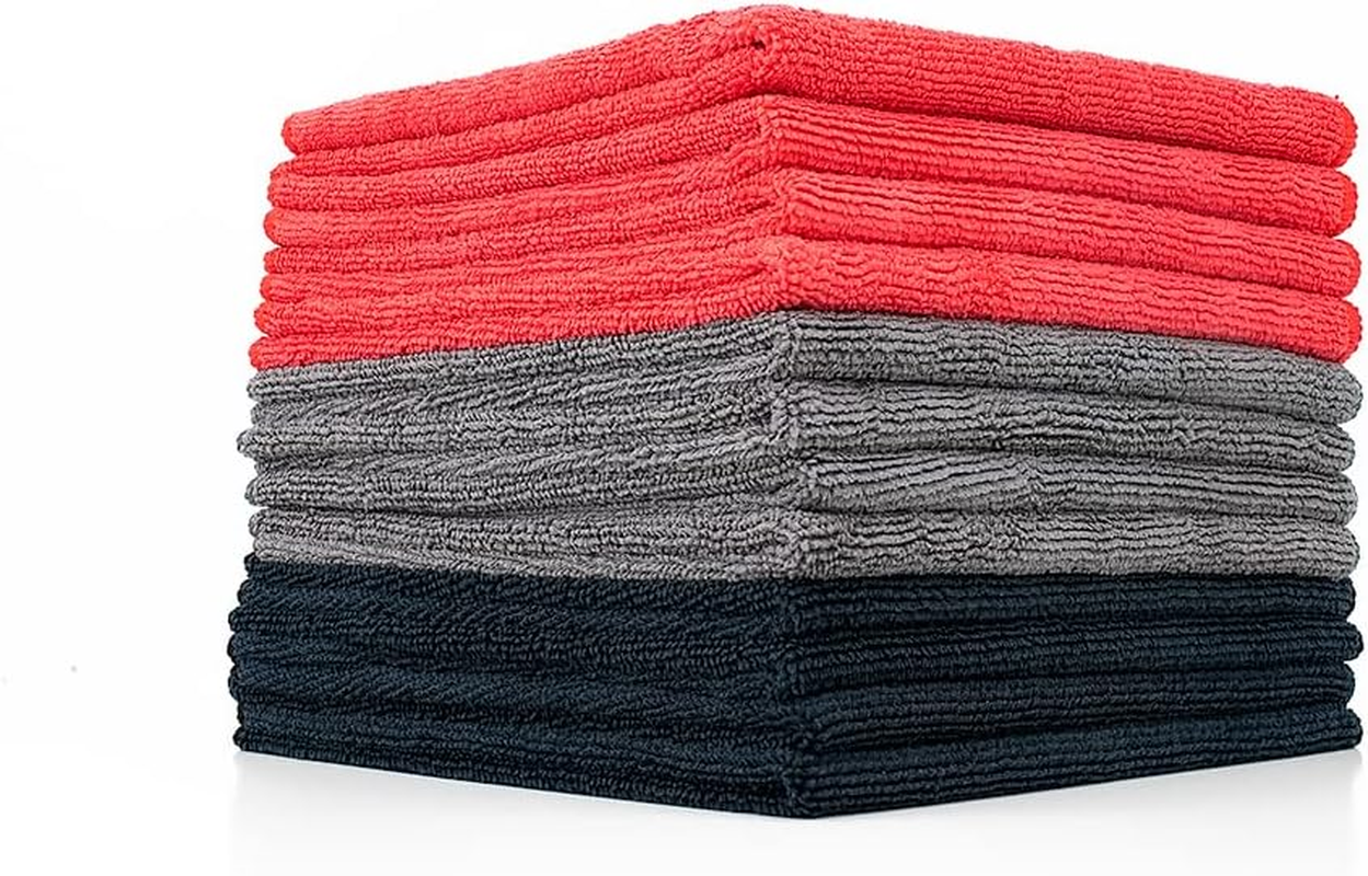 The Rag Company - All-Purpose Microfiber Terry Cleaning Towels - Commercial Grade, Highly Absorbent, Lint-Free, Streak-Free, Kitchens, Bathrooms, Offices, 300Gsm, 16In X 16In, Grey (12-Pack)
