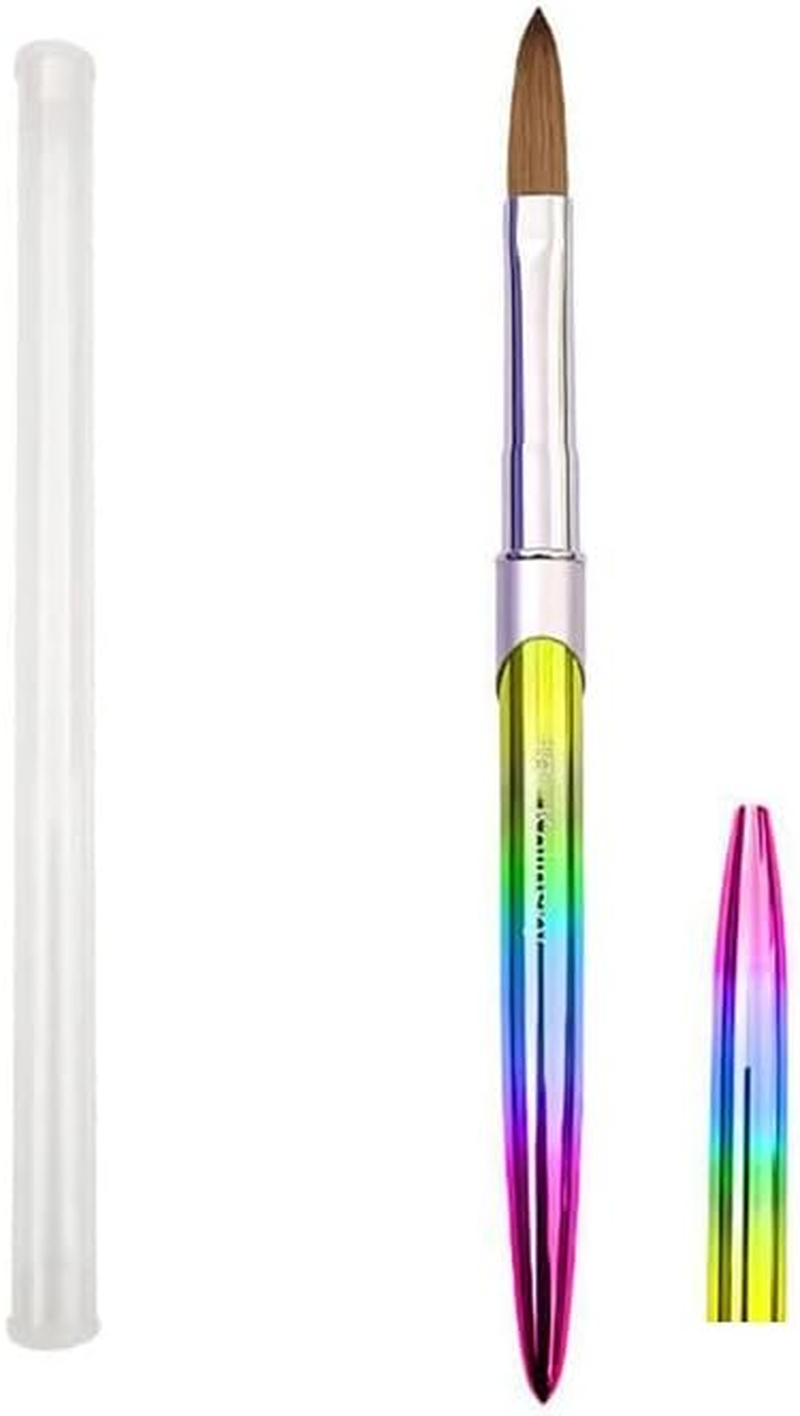 Kolinsky Acrylic Nail Art Brush Manicure Powder Professional Tools Size #2-18 Gradient Metal Handle Ideal for Nail Artists & Salons image number 1