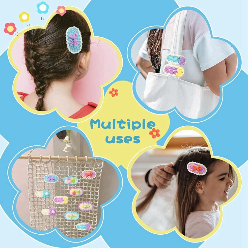 Hlsicnalm 10PCS Hairpins Crochet Kits for Beginners,Easy-To-Learn Hair Clips Knitting Kit with Step-By-Step Video Tutorials,1 Easy to Use/767 image number 5