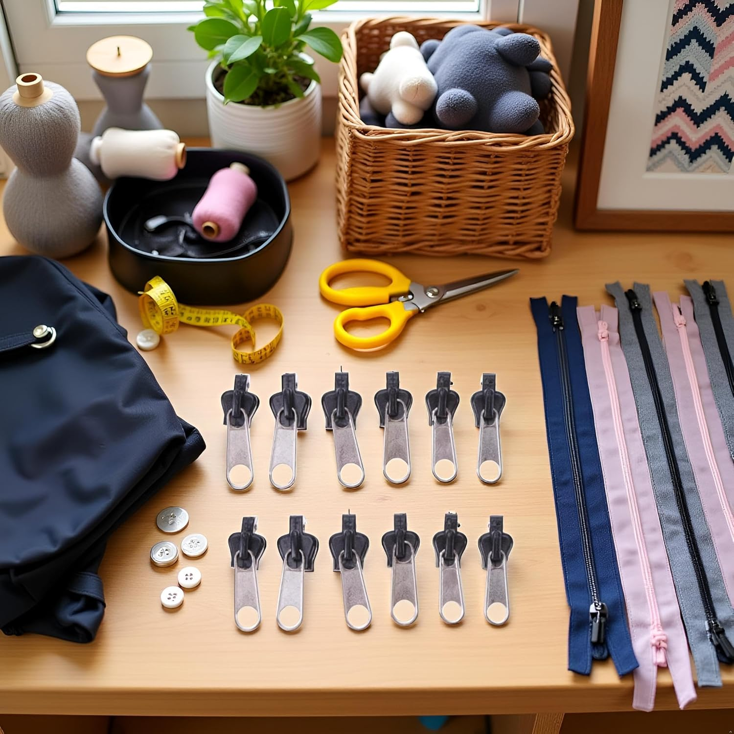 12Pcs Black Universal Instant Zipper Repair Kit Replacement Zip Slider Teeth Zippers Design Arts Zipper Pulls,Crafts and Sewing Zipper Replacement,Fasteners,Zipper Repair Kit,Zipper Replacement Kit image number 6