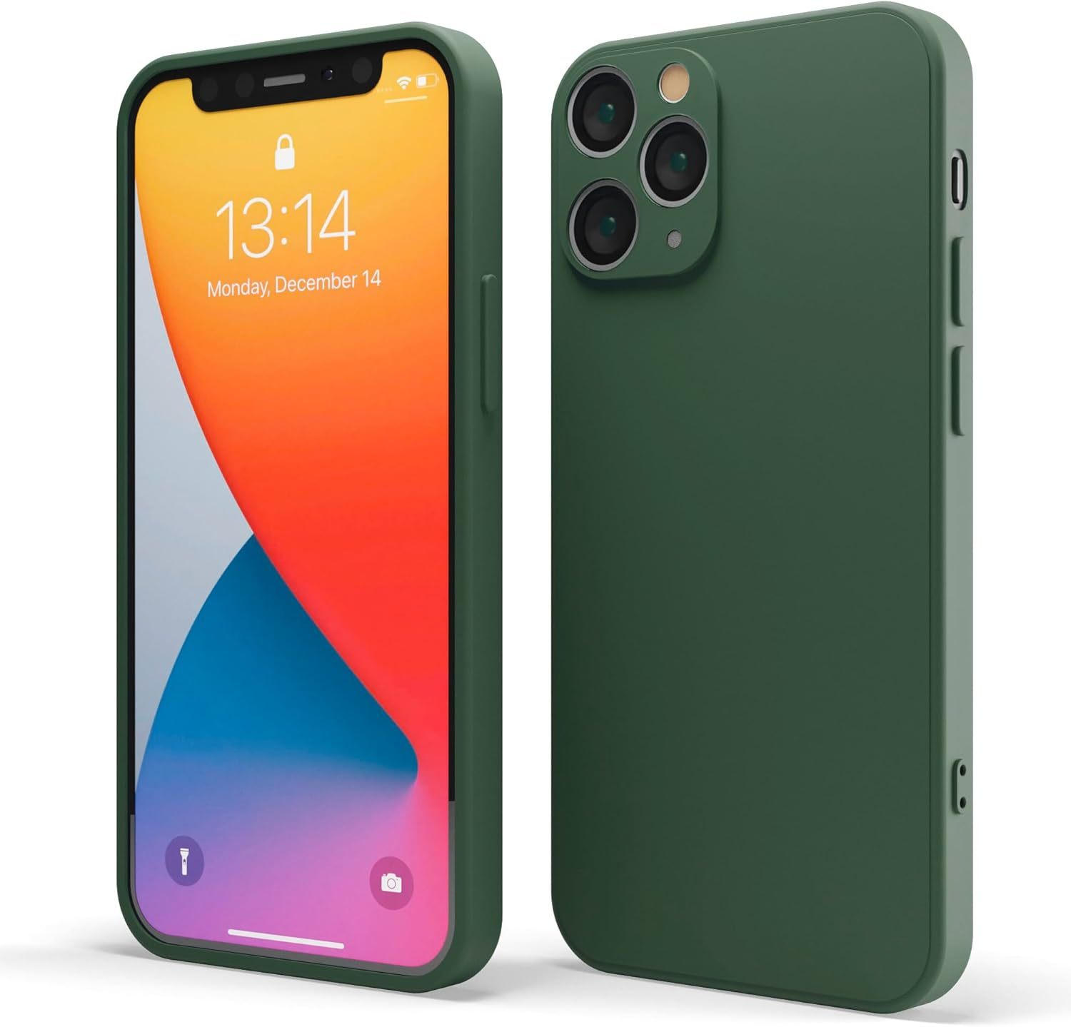 Red Ember Shockproof Case for Iphone 11 Pro 5.8-Inch, Ultra Slim Protective Liquid Silicone Matte Finish Phone Case with Soft Anti-Scratch Microfiber Lining (Green)