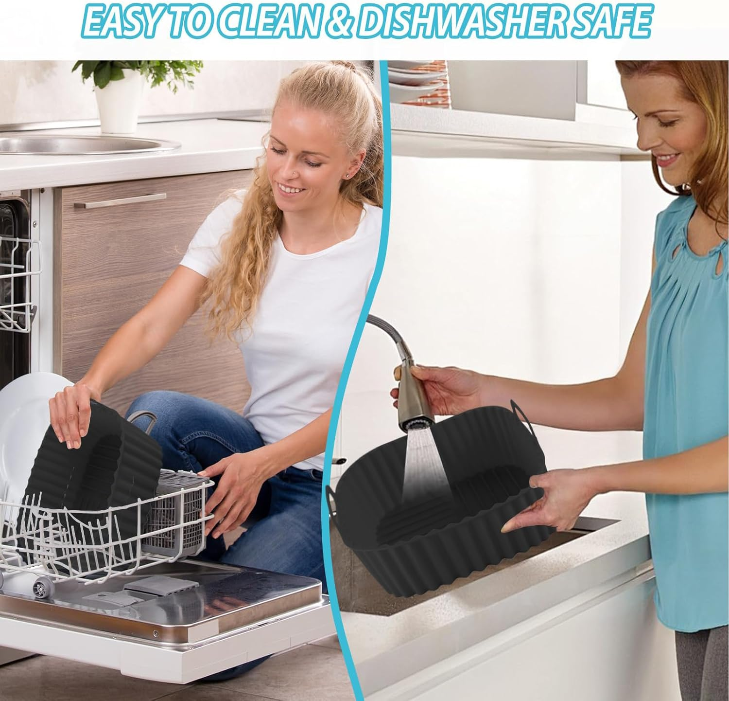 Silicone Tray for Air Fryer | Square Air Fryer Baking Pan | Non-Stick Baking Tray Kitchen Cookware for Pizza Roasting Apartment Cake Family Grilling Indoor Cooking Camping Home image number 2