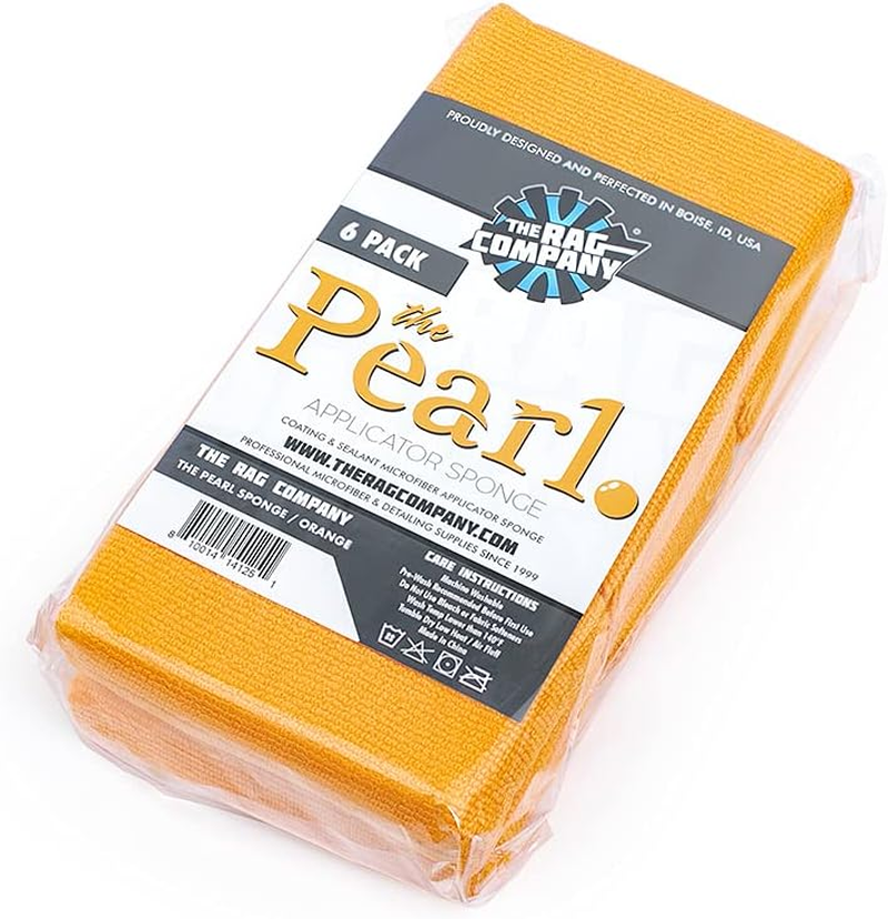 The Rag Company - the Pearl Microfiber Detailing Applicator Sponges (6-Pack) Versatile Detailing Tool, Excellent for Applying Wax, Sealants, Coatings and Other Automotive Products, 3In X 5In, Orange image number 4