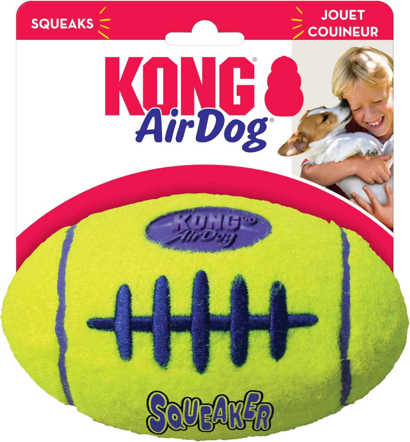 KONG - Airdog Squeaker Football - Dog Toy Premium Squeak Football, Gentle on Teeth - for Large Dogs - Football, S (Pack Of 1) image number 3