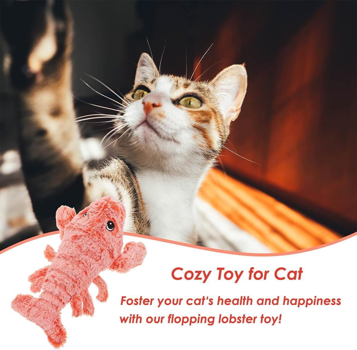 AUTOWT Flapping Lobster Toy for Cats, Soft Cat Chew Kicker Toy, USB Charge Motion Activated Moving Cat Toy, Washable Touch Activated Plush Interactive Cat Exercise Toys image number 2