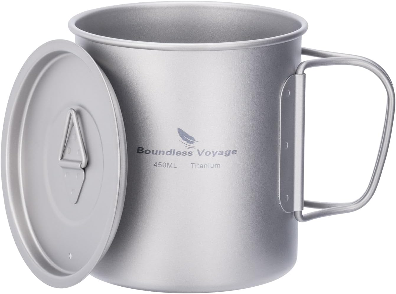 Boundless Voyage Titanium 450Ml Cup with Lid Folding Handle Outdoor Camping Ultralight Water Tea Coffee Mug image number 5