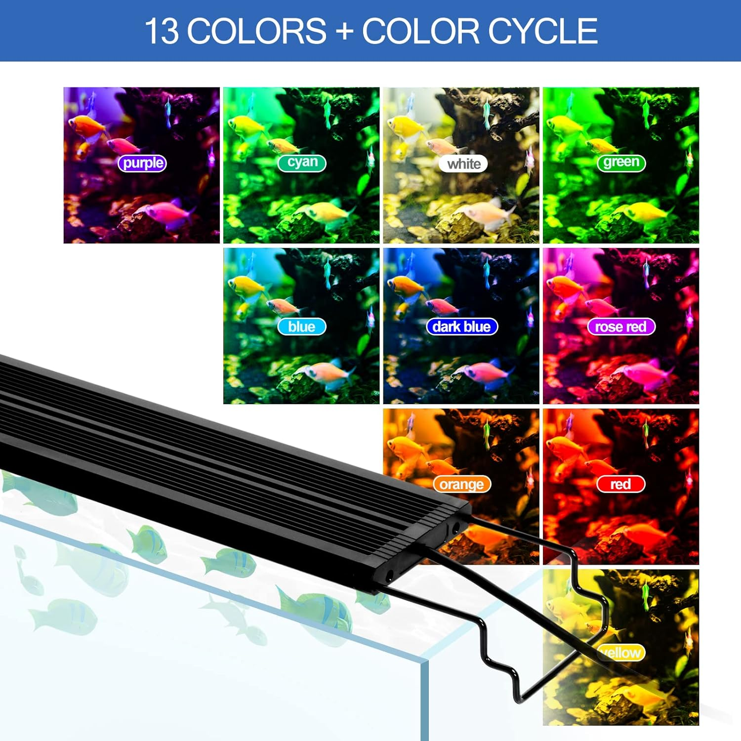 Led Aquarium Light, Dimmable WRGB Full Spectrum Aqua Plant Fish Tank Light Lamp with Timer Extendable Brackets for 32W 60-80Cm Freshwater Planted Tank image number 5