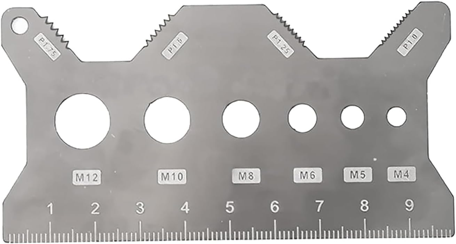 Screw Gauge Bolt Gauge Card Double Sided Compact, Stainless Steel, Portable, Compact, Bolt Sizing Tool, for Repairers Engineers Machinists image number 2