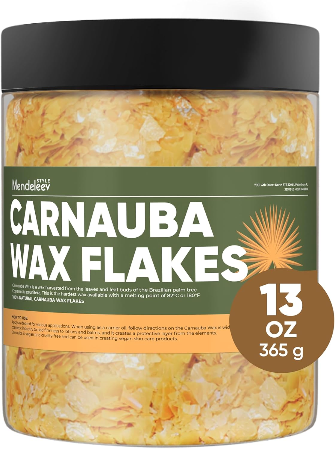13 Oz (365 Gram) Carnauba Wax Flakes Pure Carnauba Wax Bulk for Wood Polishing